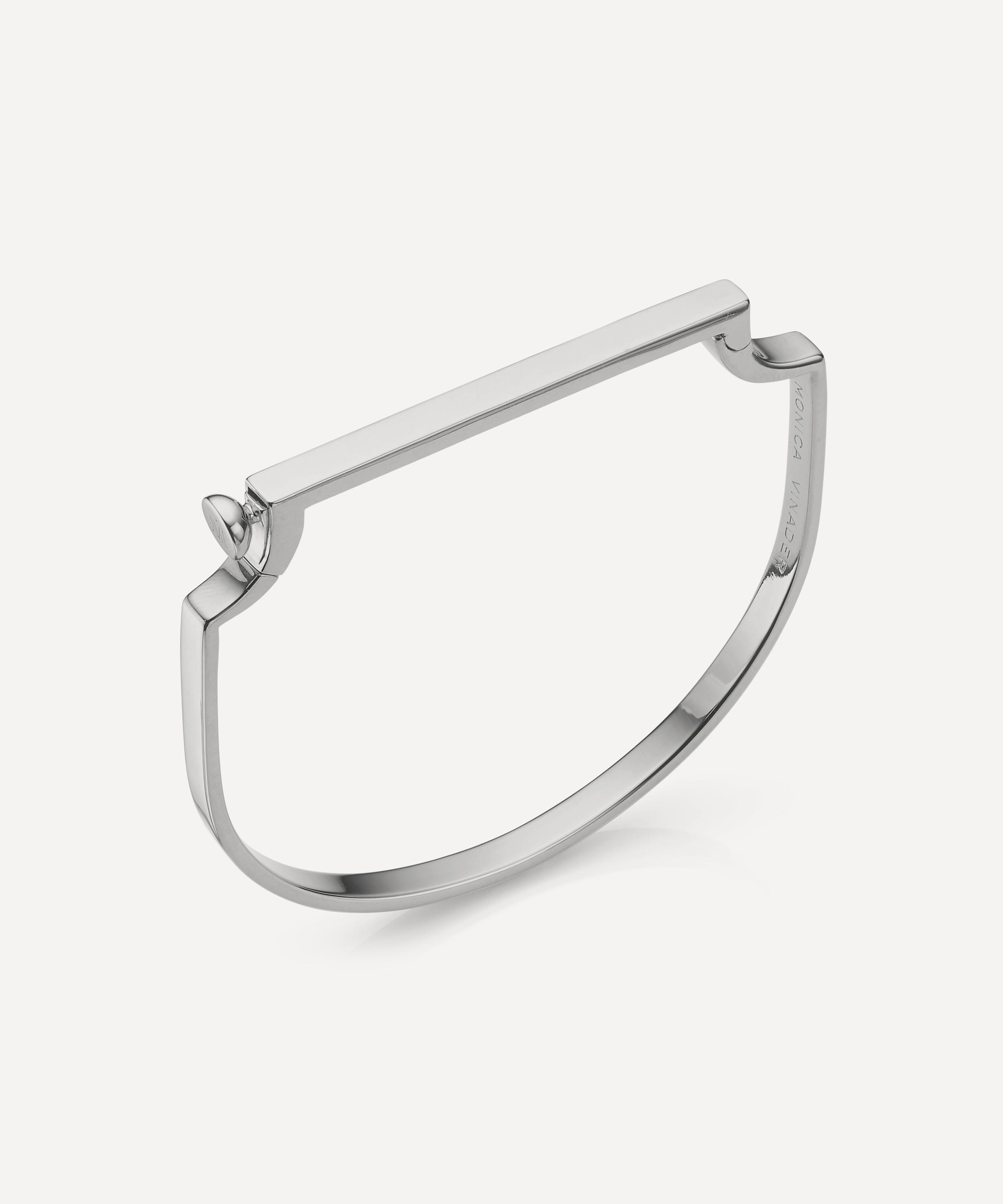 Shop Monica Vinader Silver Signature Thin Bangle