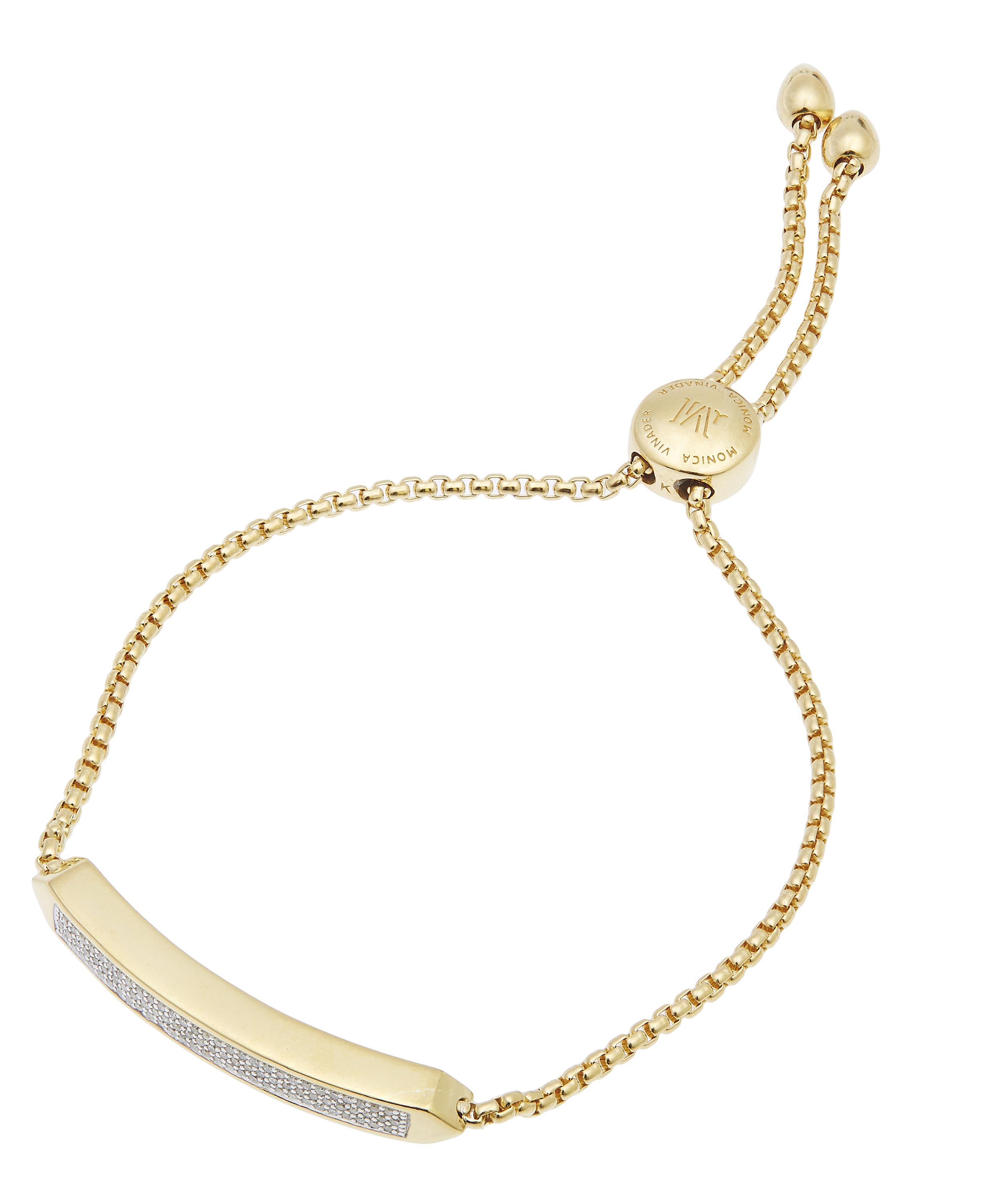 Monica Vinader Diamond And 18k Yellow Gold Vermeil Baja Skinny Bracelet