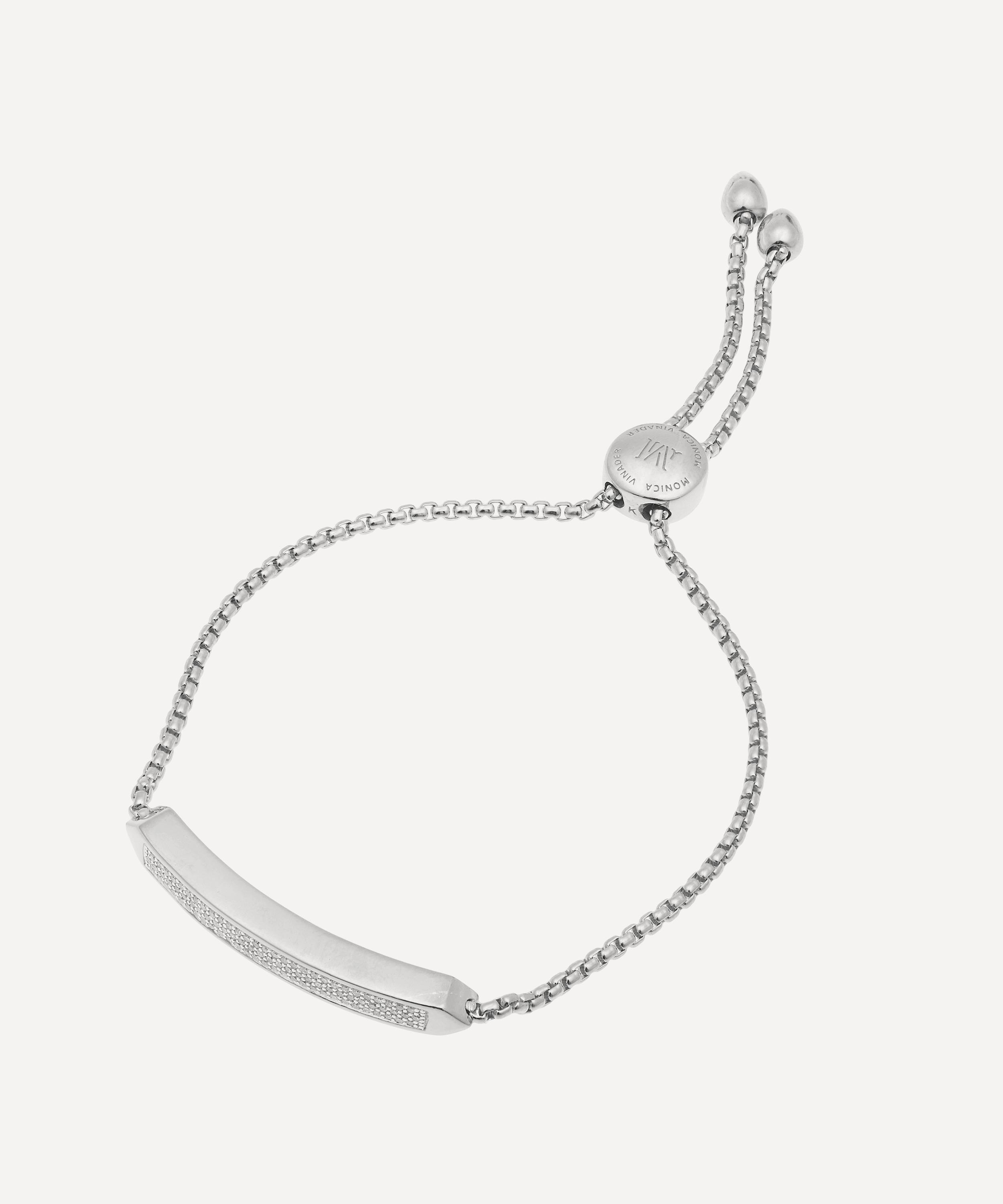 Monica Vinader Diamond And Sterling Silver Baja Skinny Bracelet In Silver