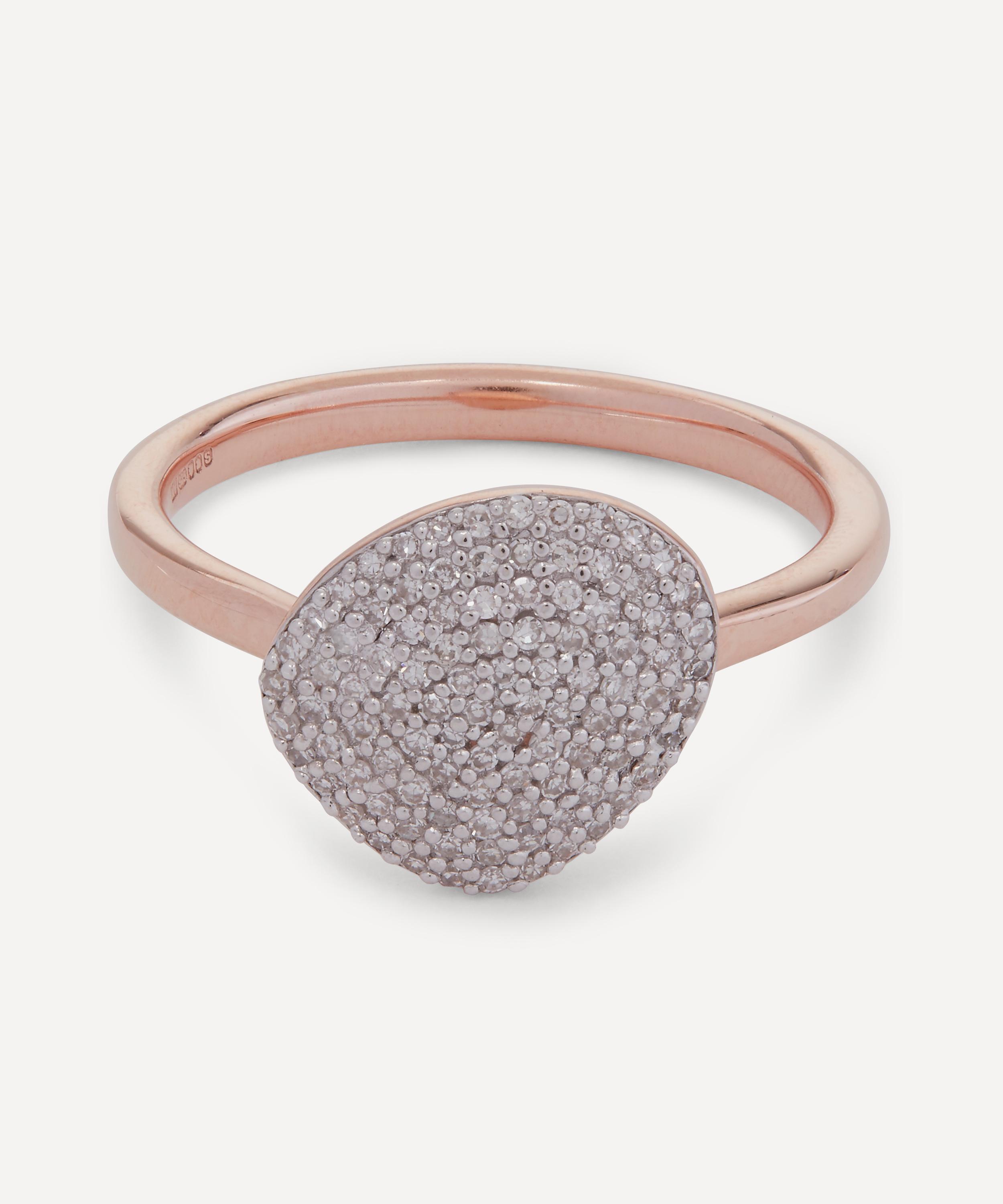 Monica Vinader Rose Gold Plated Vermeil Silver Nura Pebble Diamond Stacking Ring In Rose Gold
