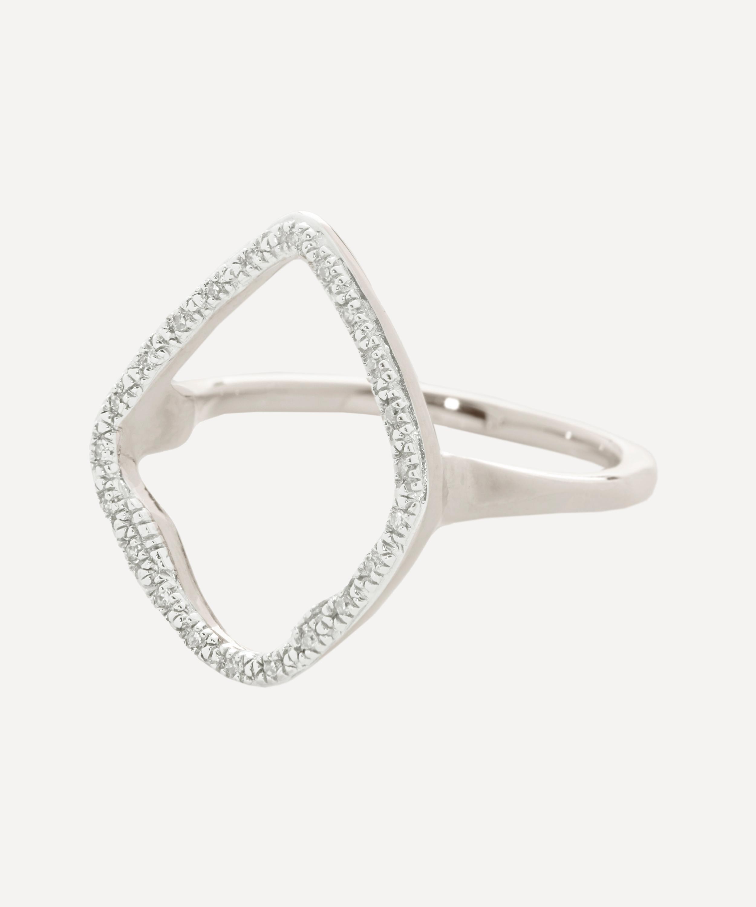 Monica Vinader Silver Riva Hoop Diamond Cocktail Ring