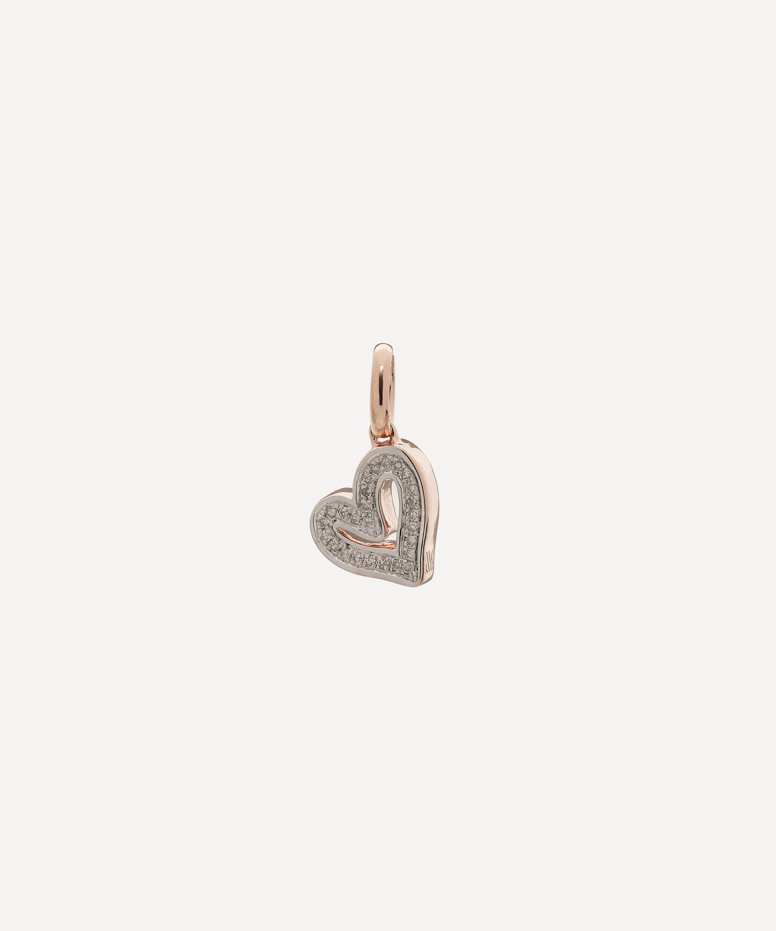 Monica Vinader Rose Gold Plated Vermeil Silver Alphabet Diamond Heart Pendant Charm
