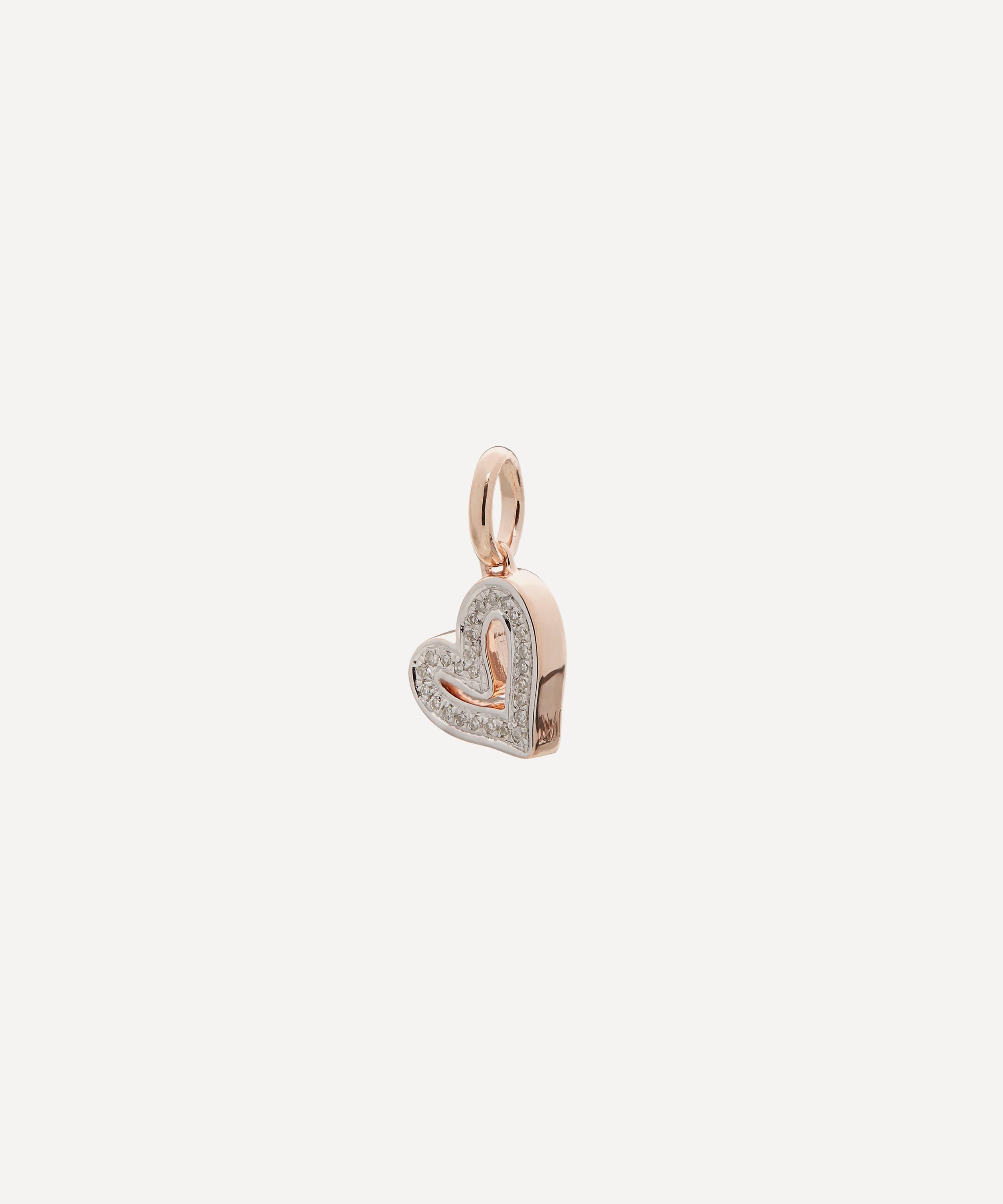 Monica Vinader Rose Gold Plated Vermeil Silver Alphabet Diamond Heart Pendant Charm