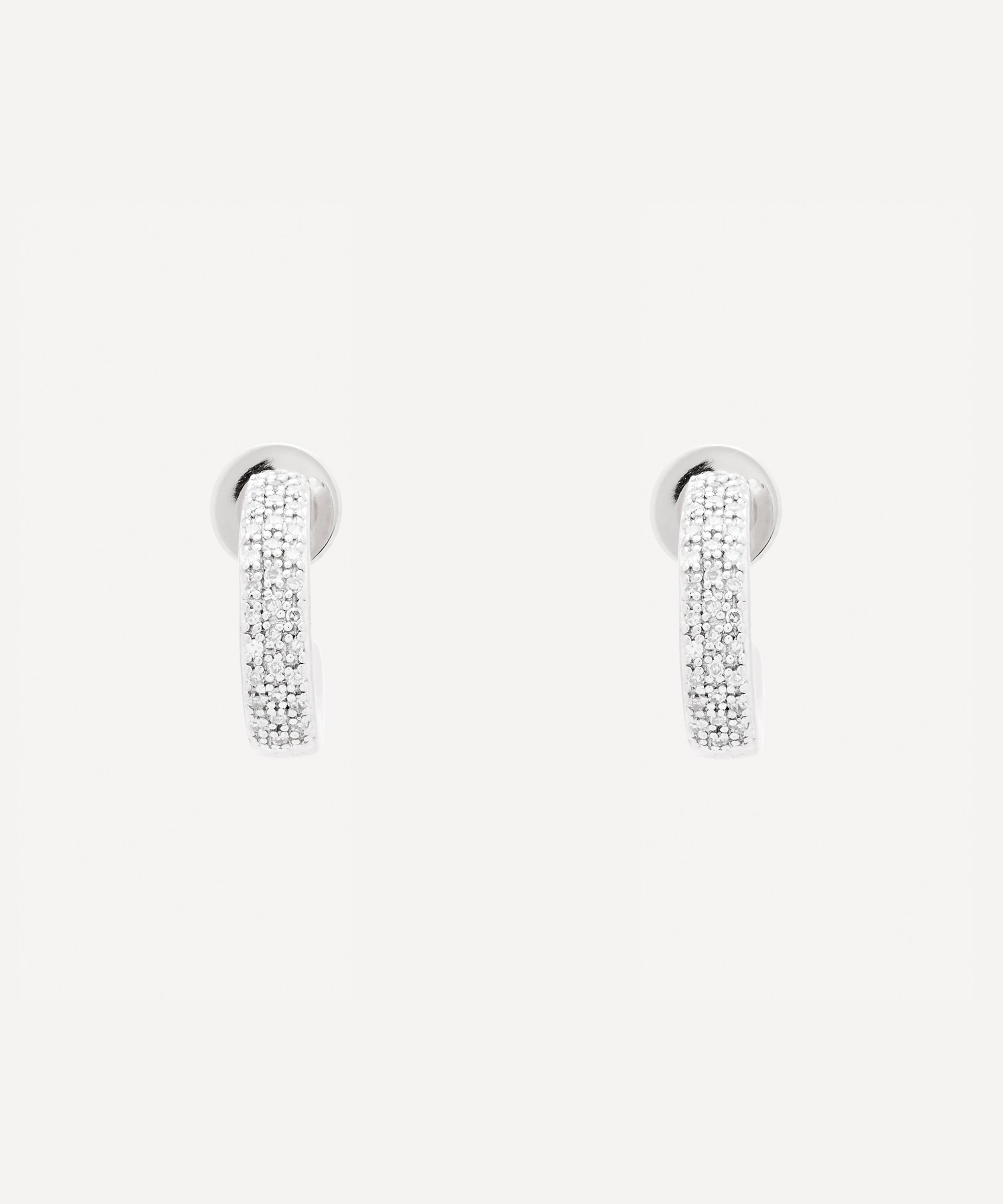 Monica Vinader Fiji Mini Hoop Silver And Diamond Earrings In Silver