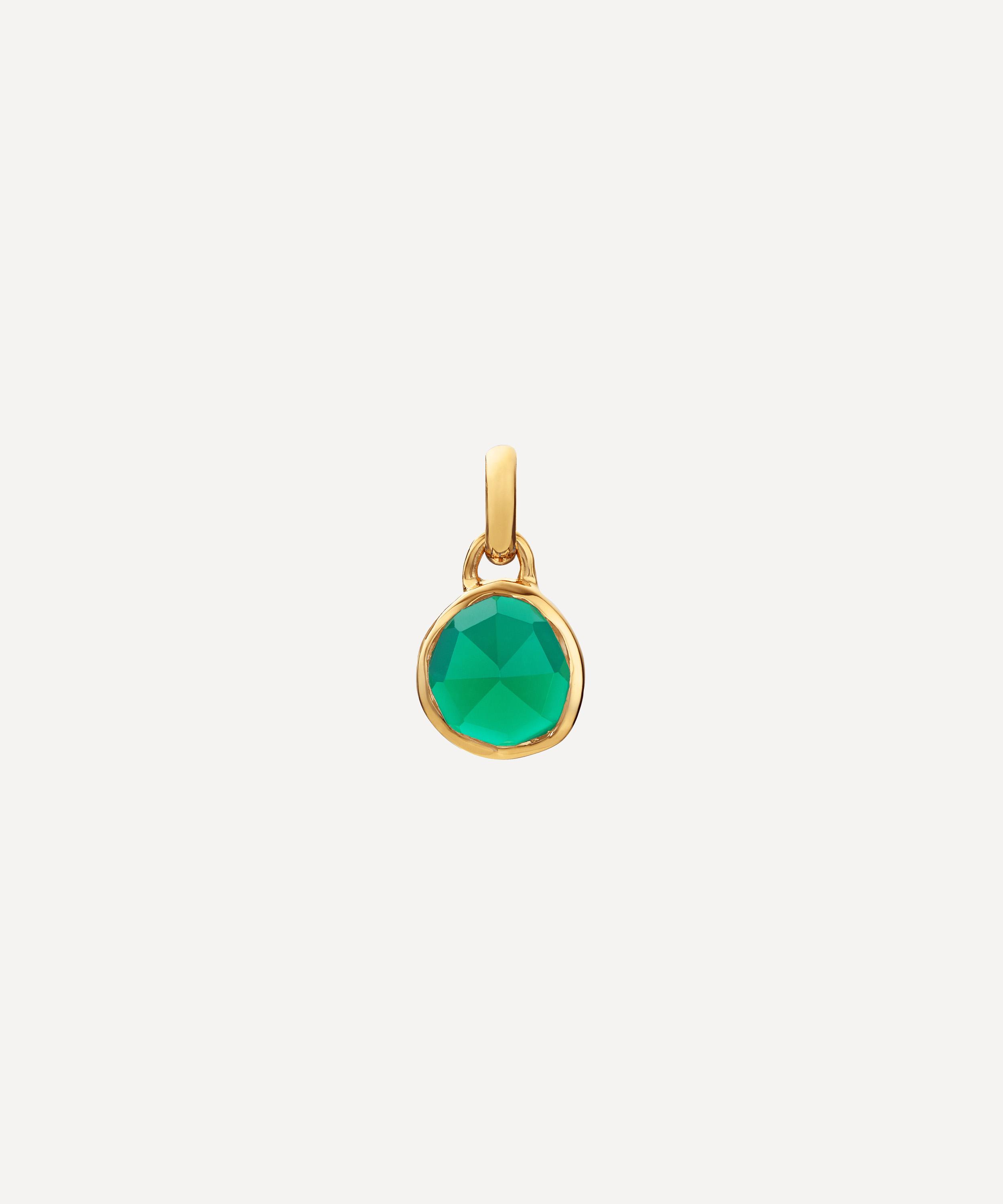 Monica Vinader Siren Mini 18ct Rose Gold-plated Vermeil Silver And Green Onyx Pendant In Gold