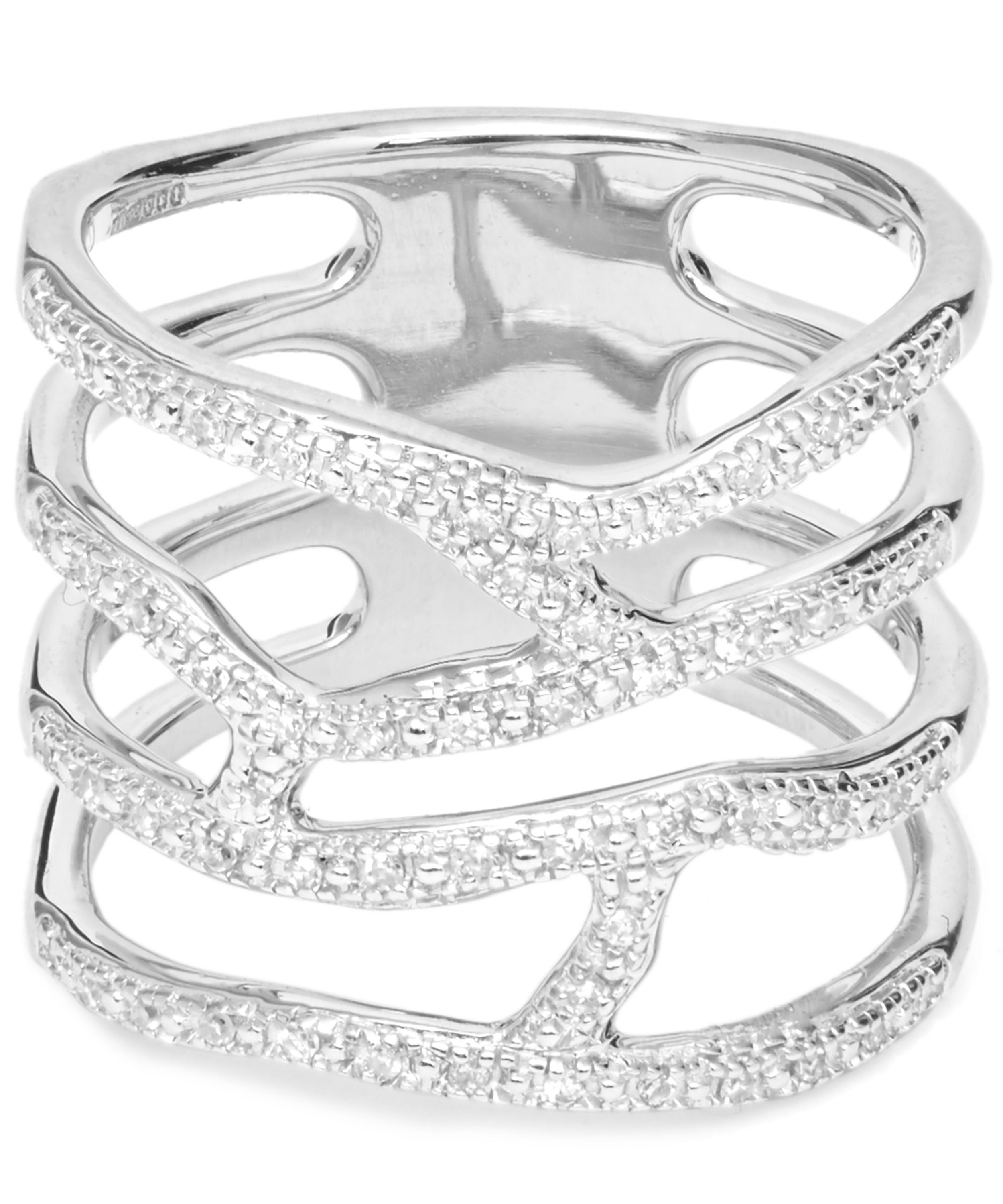 Monica Vinader Silver Riva Waterfall Diamond Cocktail Ring