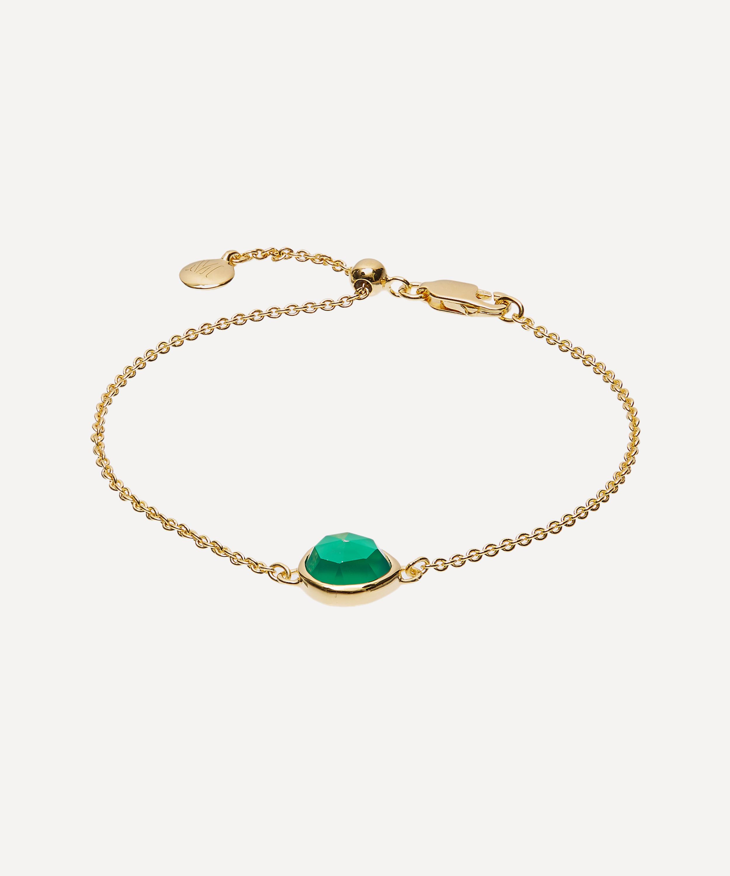 Monica Vinader Gold Plated Vermeil Silver Green Onyx Siren Fine Chain Bracelet Luxury Christmas Gift / Present