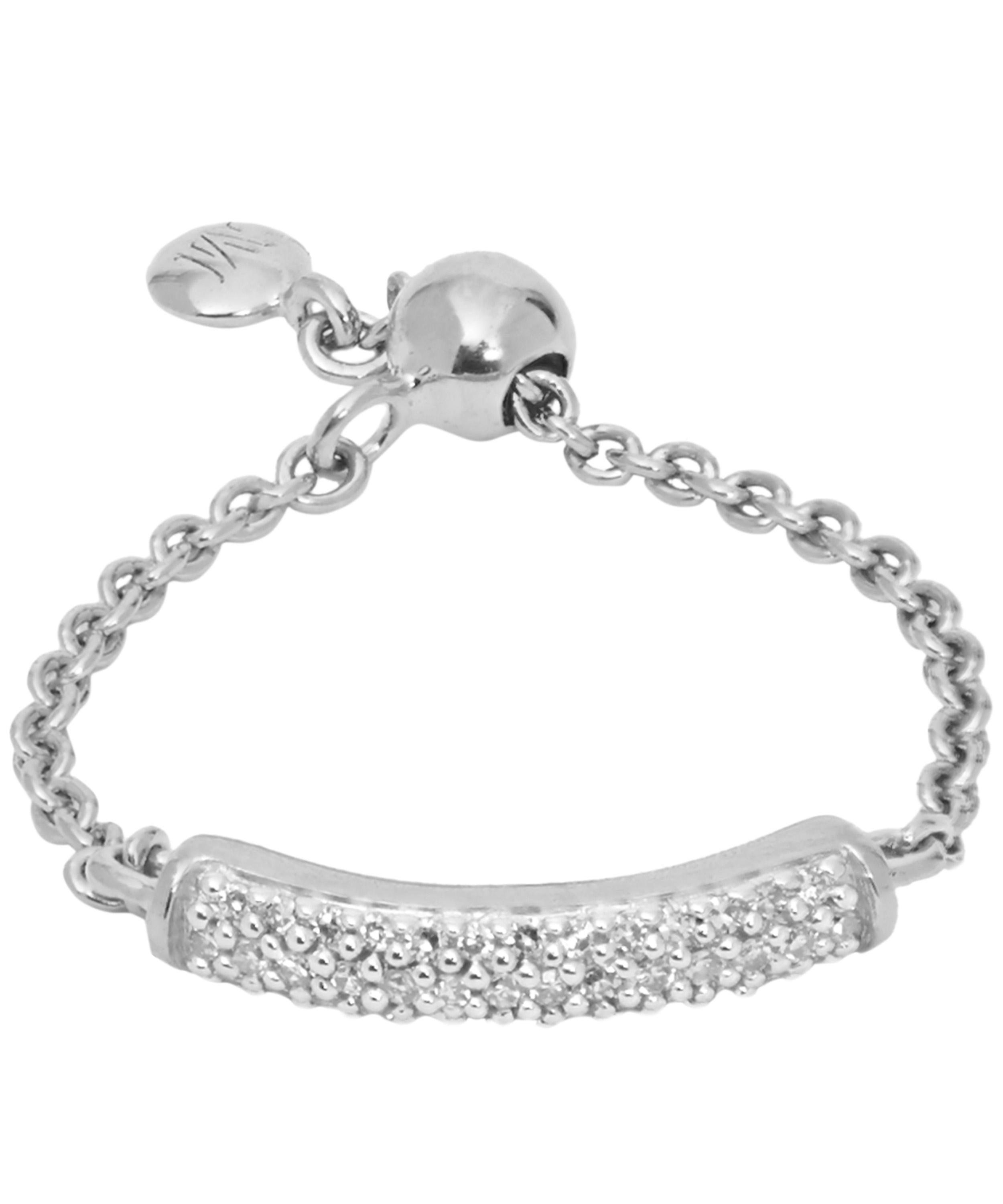 Monica Vinader Fiji Sterling Silver And Diamond Bar Friendship Ring In Silver