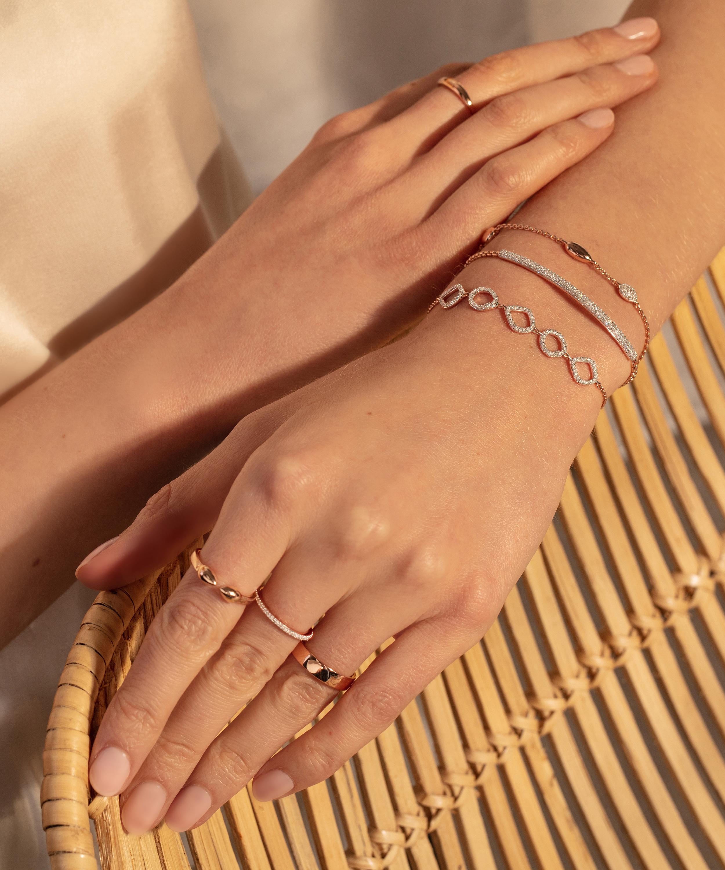 Monica Vinader Rose Gold Plated Vermeil Silver Fiji Mini Diamond Bar Bracelet In Rose Gold Vermeil