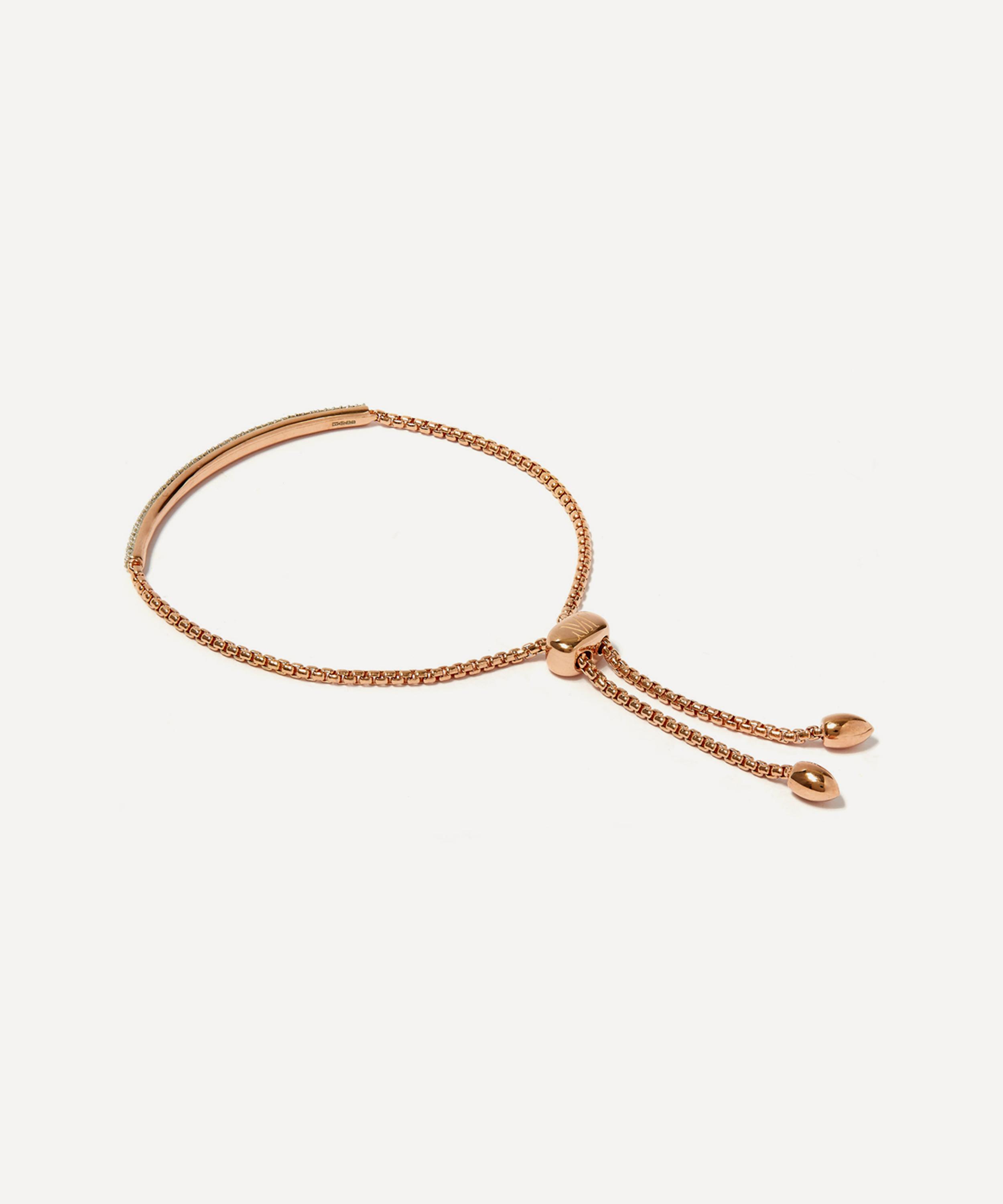 Monica Vinader Rose Gold Plated Vermeil Silver Fiji Mini Diamond Bar Bracelet In Rose Gold Vermeil