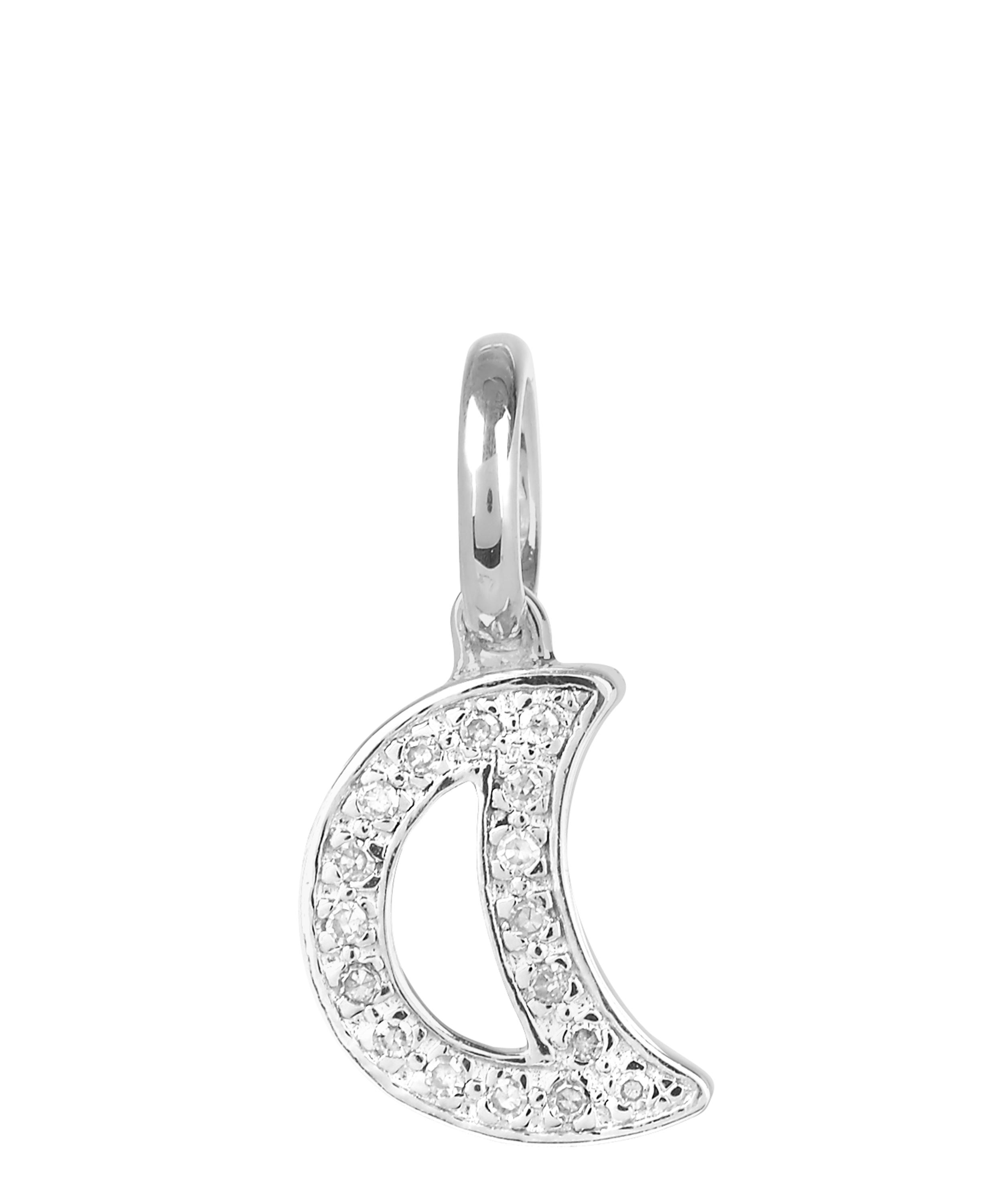 Monica Vinader Silver Alphabet Diamond Moon Pendant