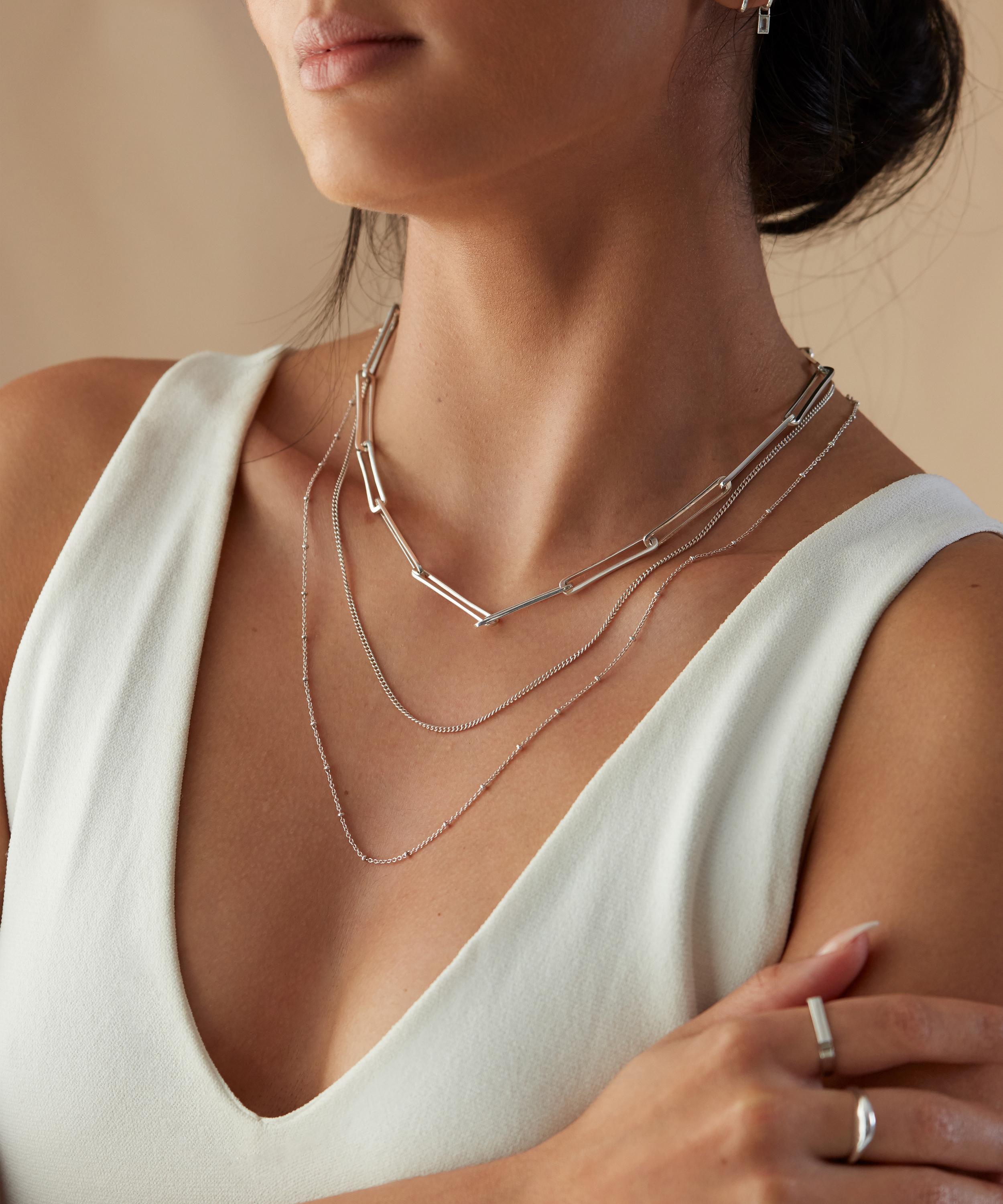 Monica Vinader Silver Long Fine Beaded Chain In Silver