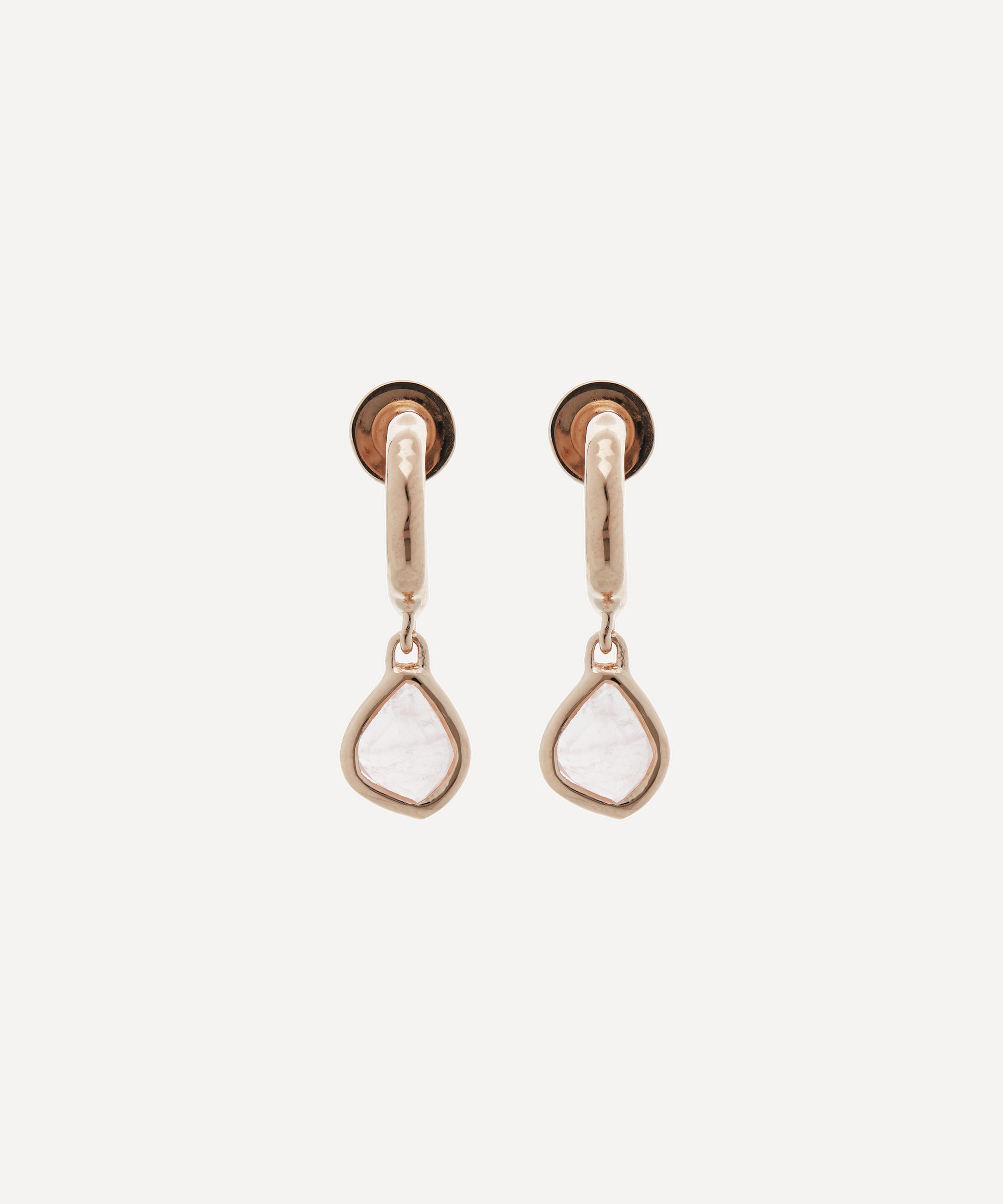 Monica Vinader Siren Mini Nugget 18ct Rose Gold-plated Vermeil Silver And Rose Quartz Hoop Earring In Rose Gold