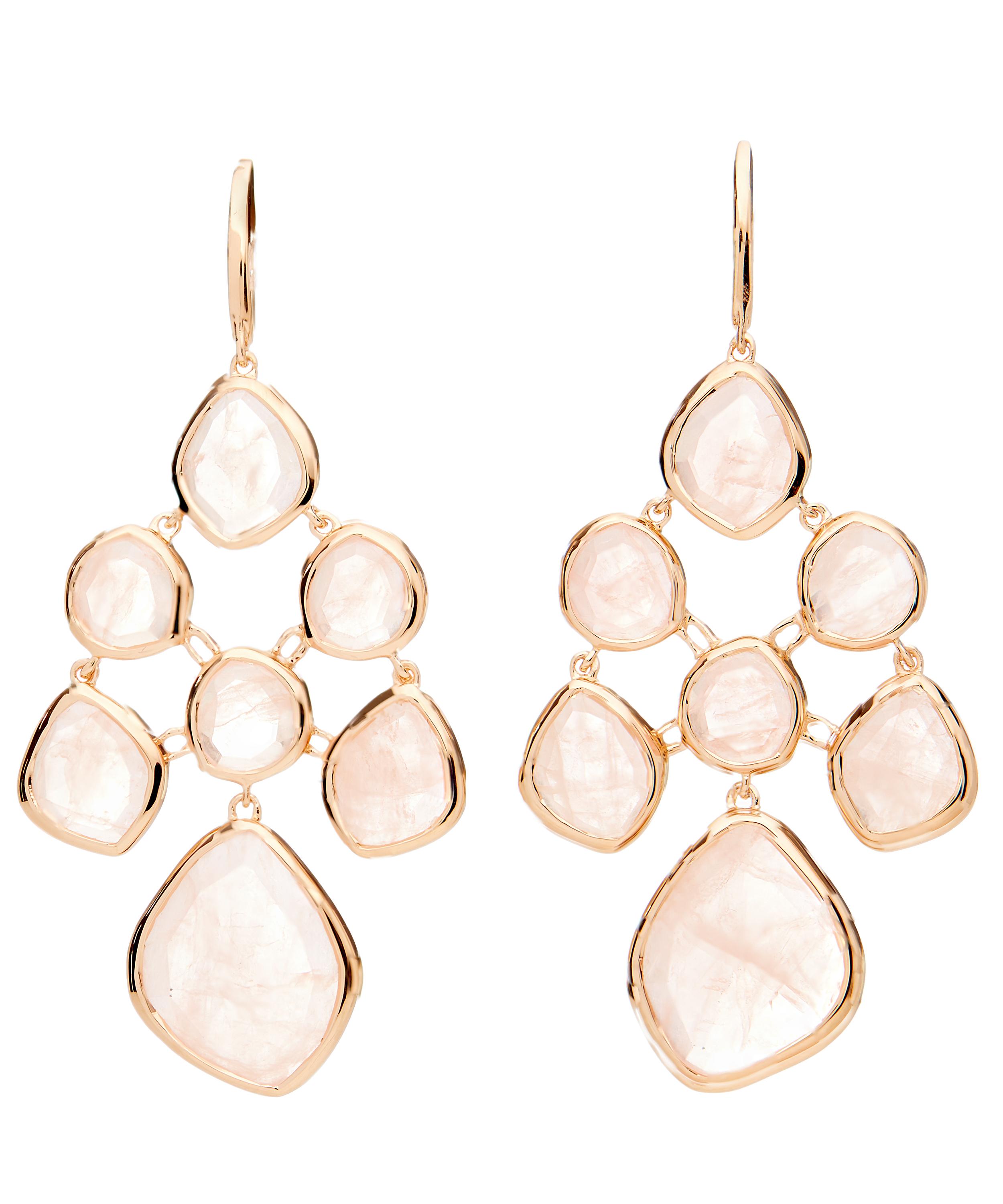 Monica Vinader Rose Gold Vermeil Siren Rose Quartz Chandelier Drop Earrings In Gold
