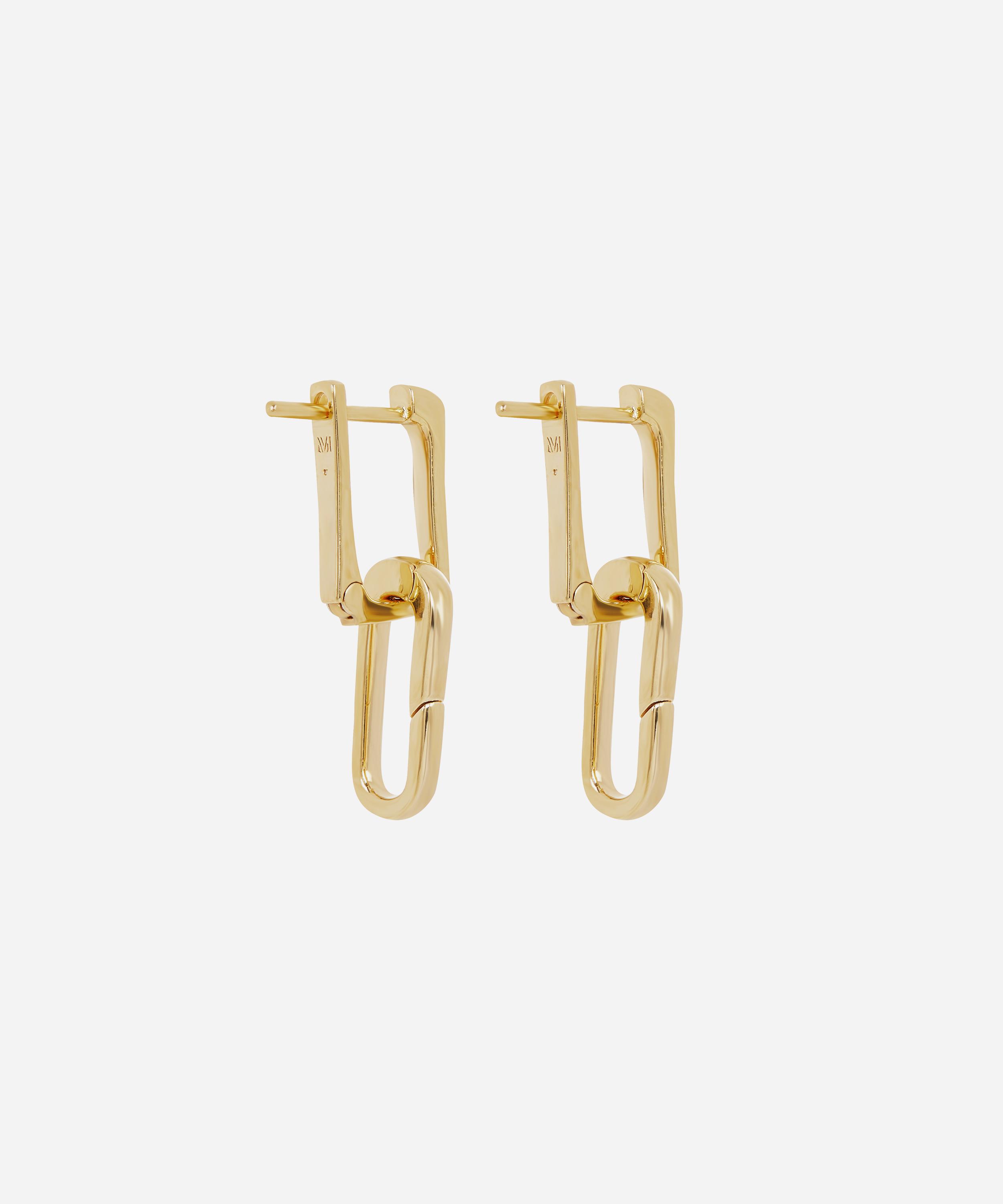 Monica Vinader Gold Plated Vermeil Silver Alta Capture Charm Drop Earrings In Gold