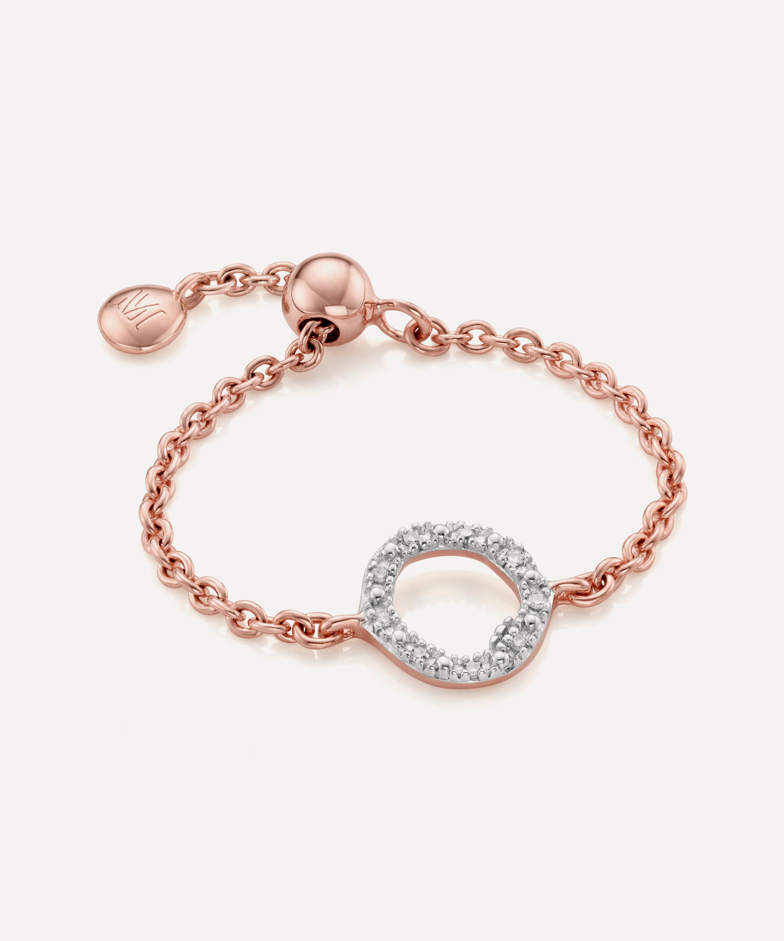 Shop Monica Vinader Rose Gold Plated Vermeil Silver Riva Mini Diamond Circle Friendship Ring
