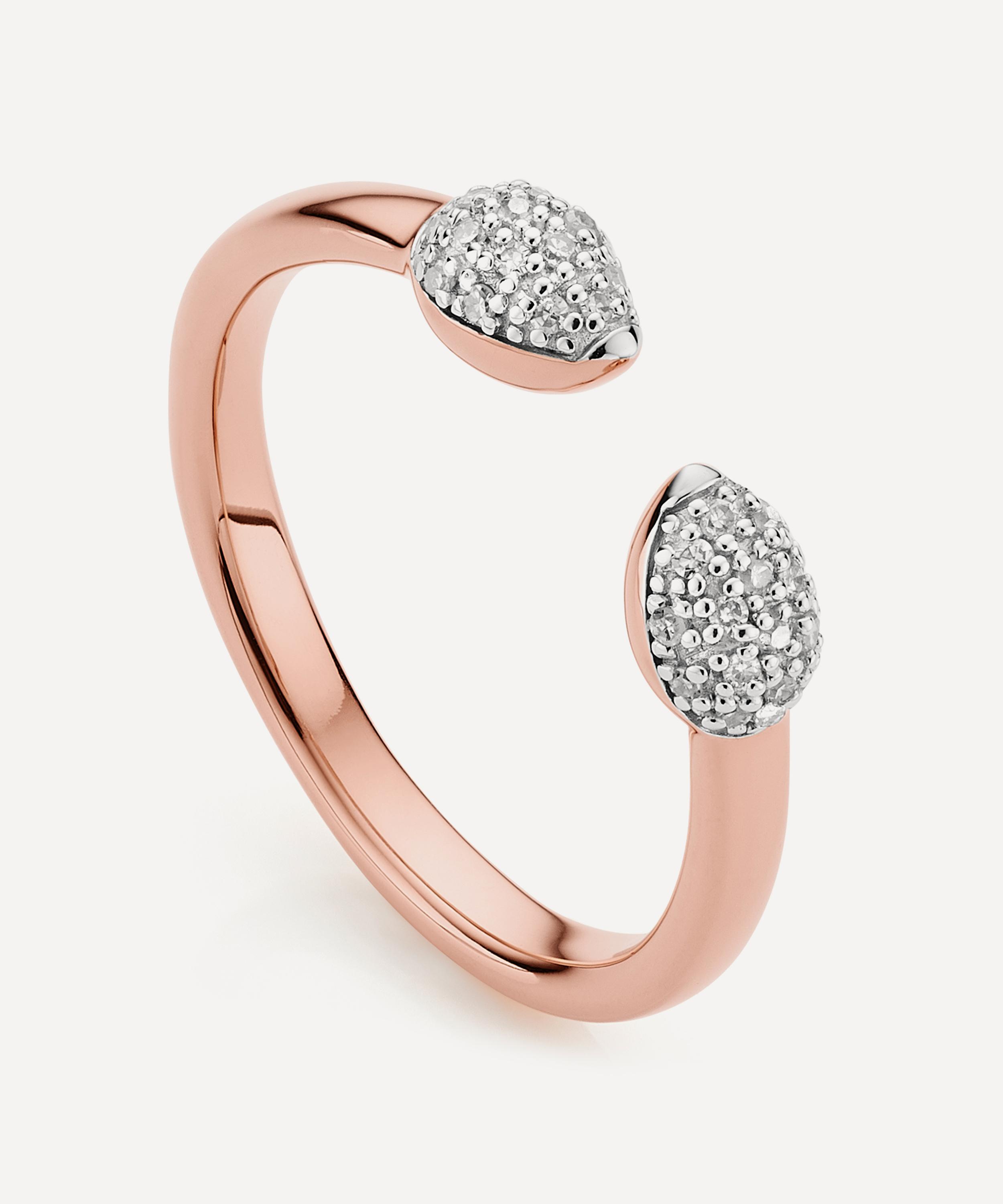 Monica Vinader Rose Gold Plated Vermeil Silver Fiji Bud Diamond Stacking Ring In Rose Gold