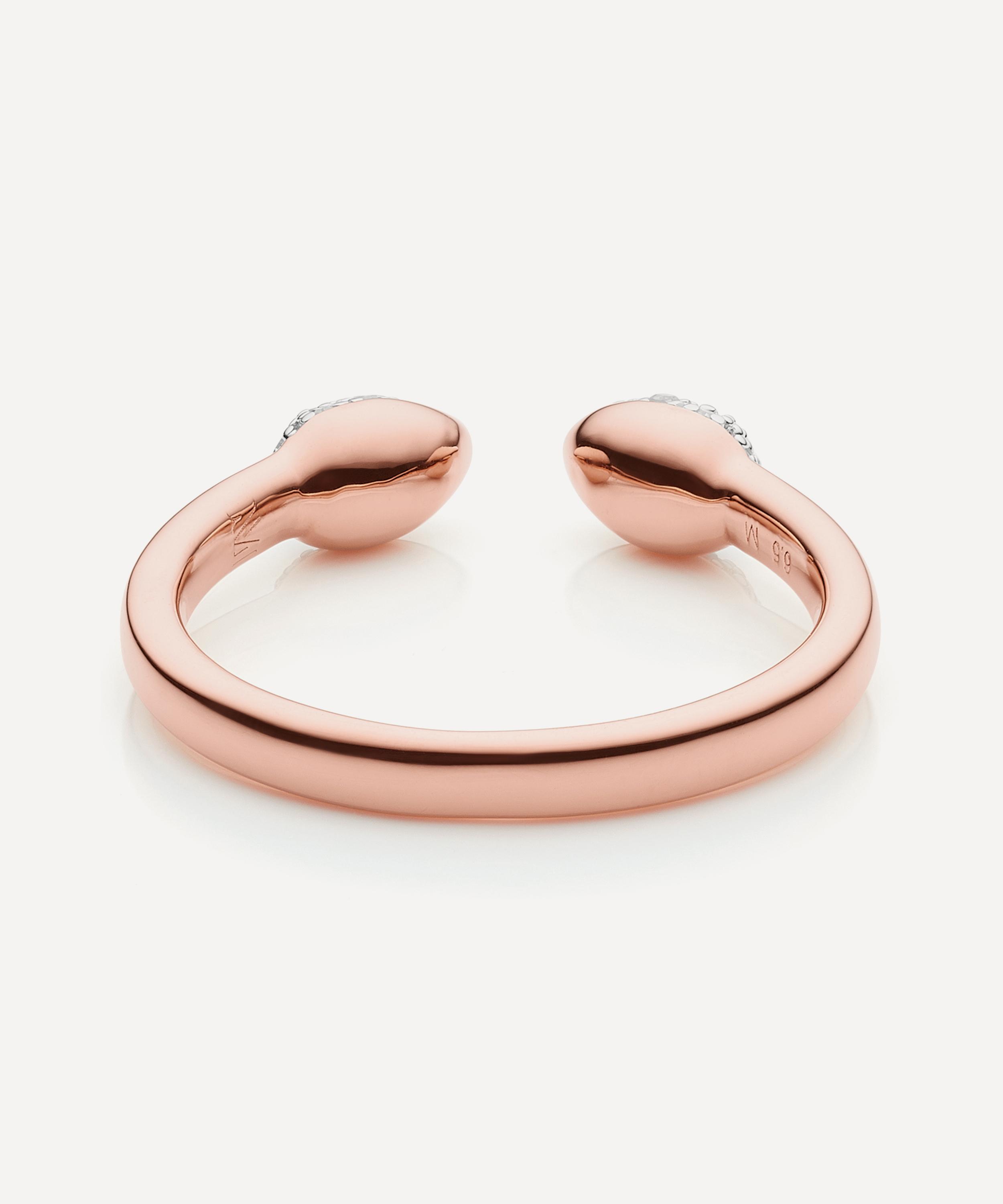 Monica Vinader Rose Gold Plated Vermeil Silver Fiji Bud Diamond Stacking Ring In Rose Gold