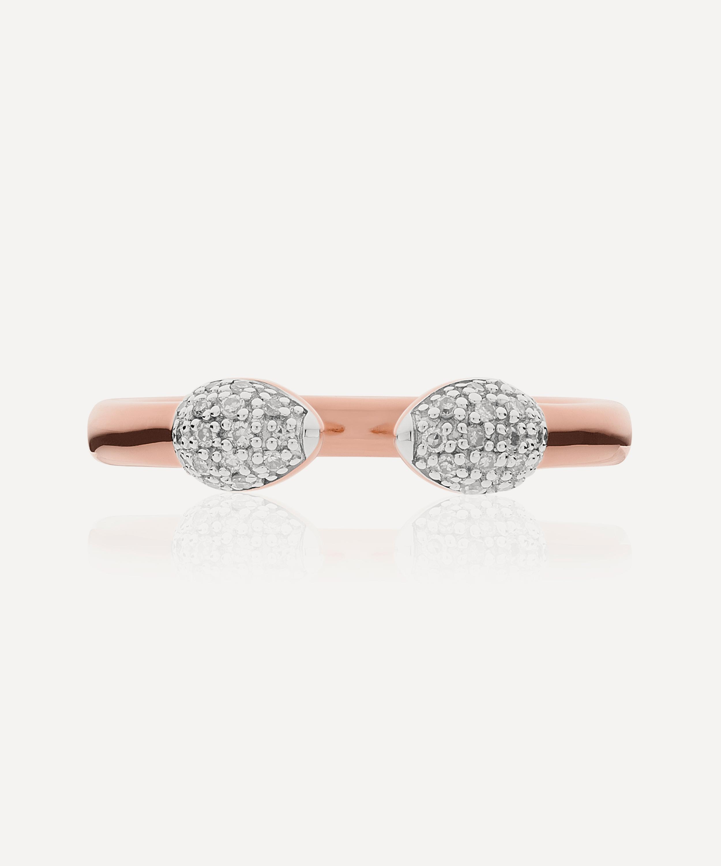 Monica Vinader Rose Gold Plated Vermeil Silver Fiji Bud Diamond Stacking Ring In Rose Gold