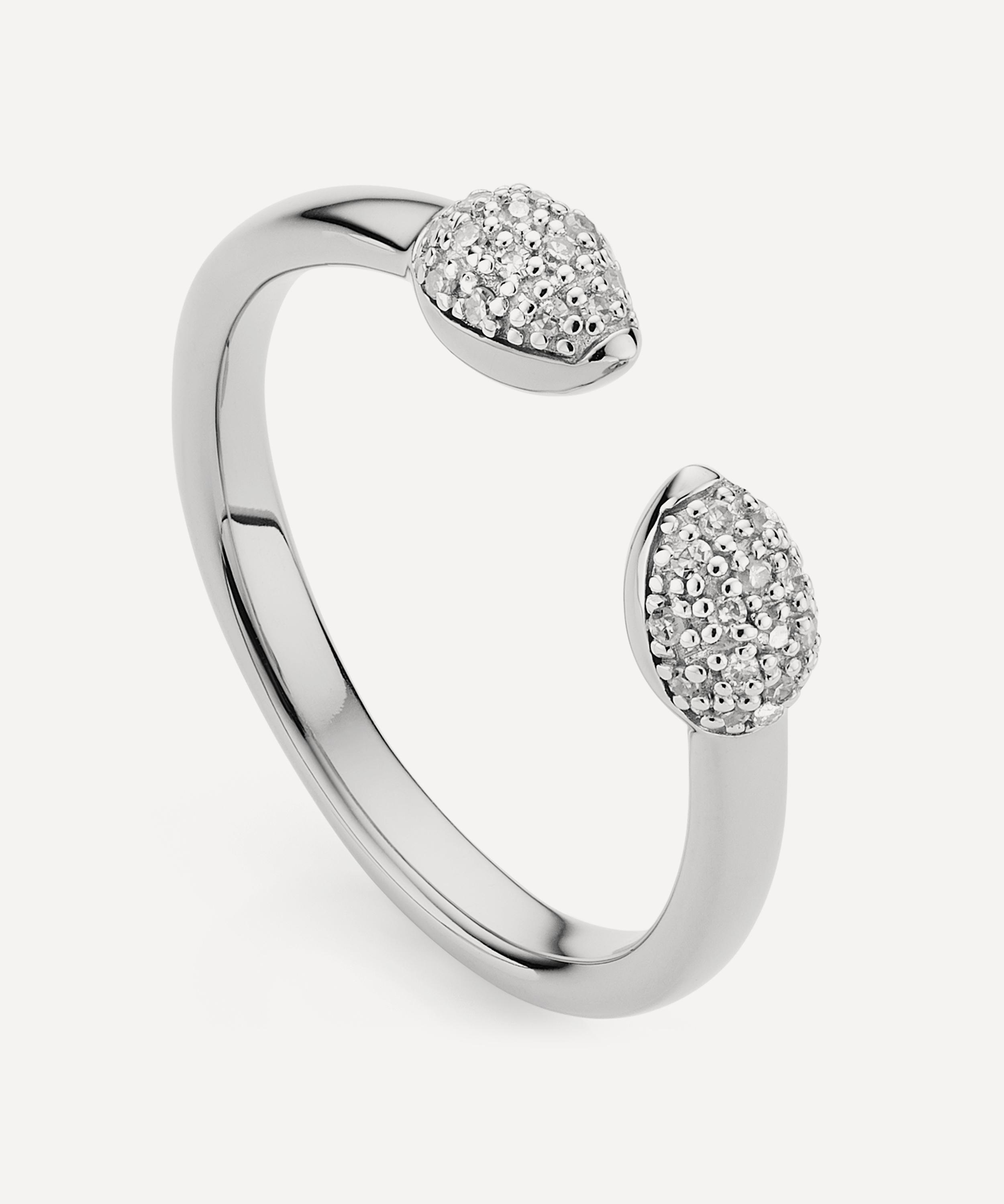 Monica Vinader Fiji Bud Sterling Silver Diamond Stacking Ring In Silver