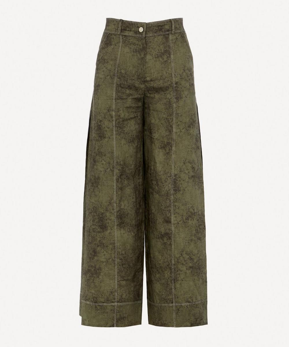 Andersson Bell Taylor Wide Linen Trousers In Green