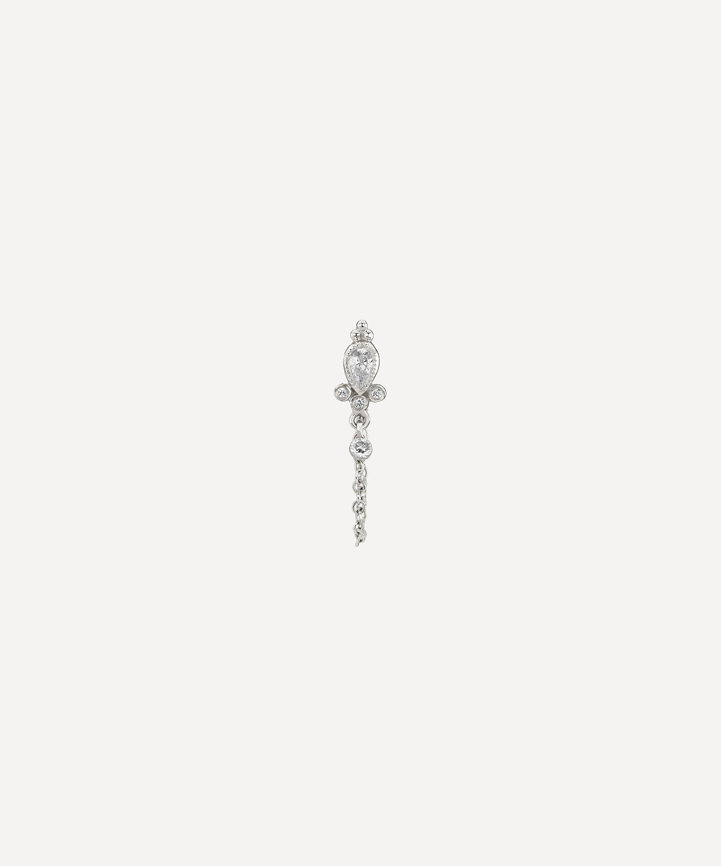 MARIA TASH MARIA TASH 18CT 7.5MM DIAMOND DELIA AND DANGLE 1 CHAIN WRAP TRADITIONAL STUD EARRING 5059419235652