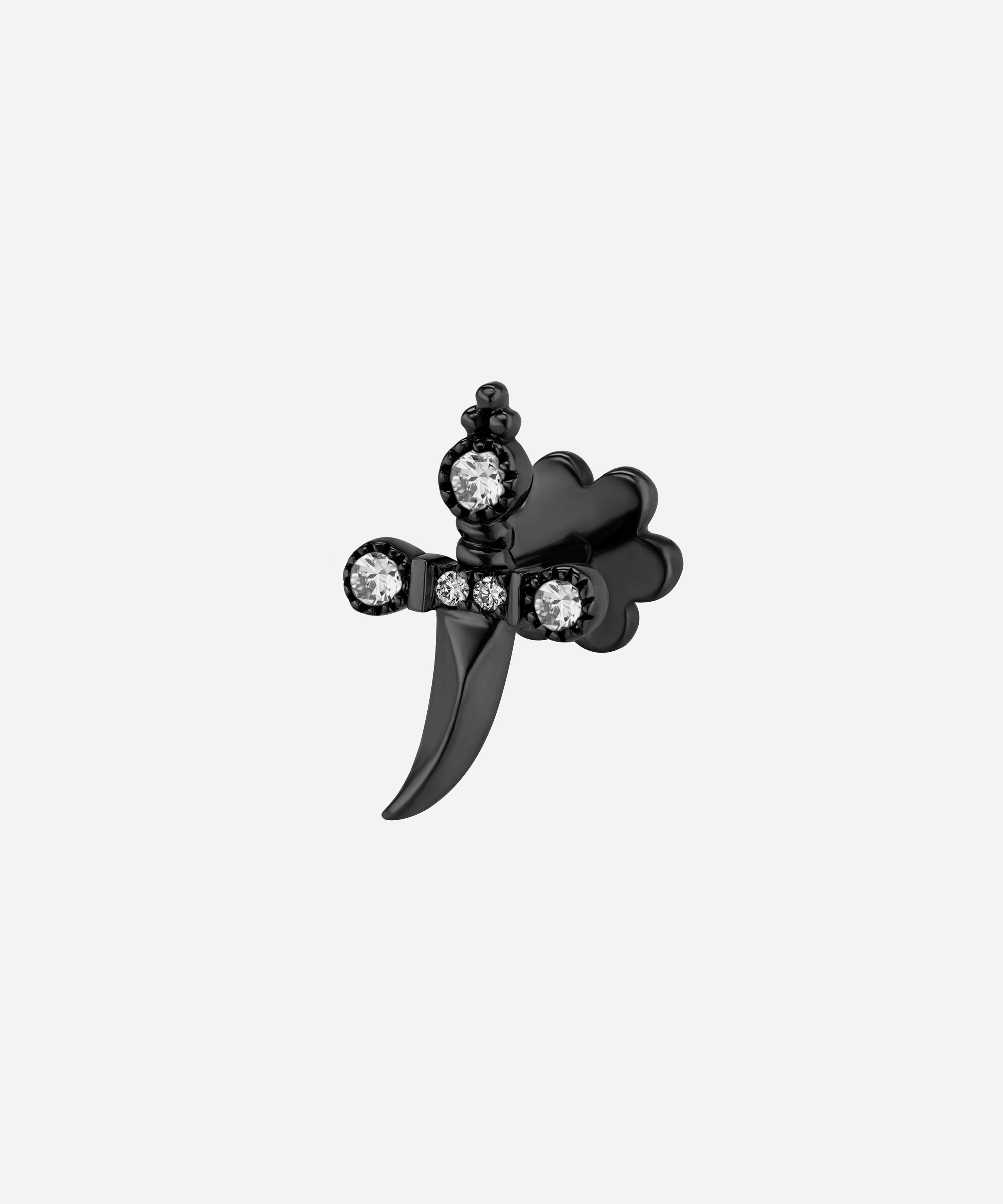 Maria Tash 18ct Diamond Trinity Hilt Dagger Single Threaded Stud Earring Left In Gold And Black