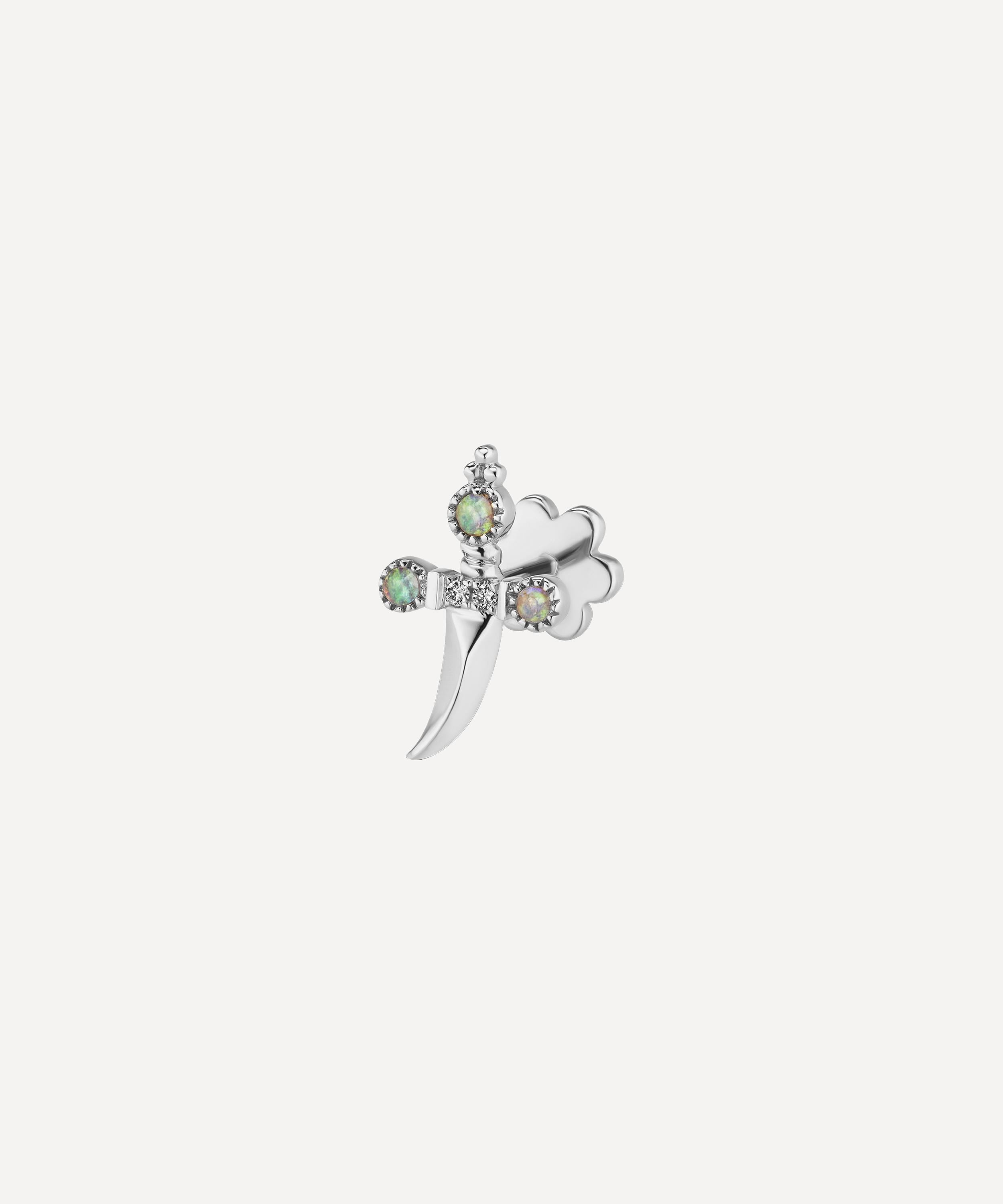 MARIA TASH MARIA TASH 18CT DIAMOND AND OPAL TRINITY HILT DAGGER SINGLE THREADED STUD EARRING LEFT 000698258