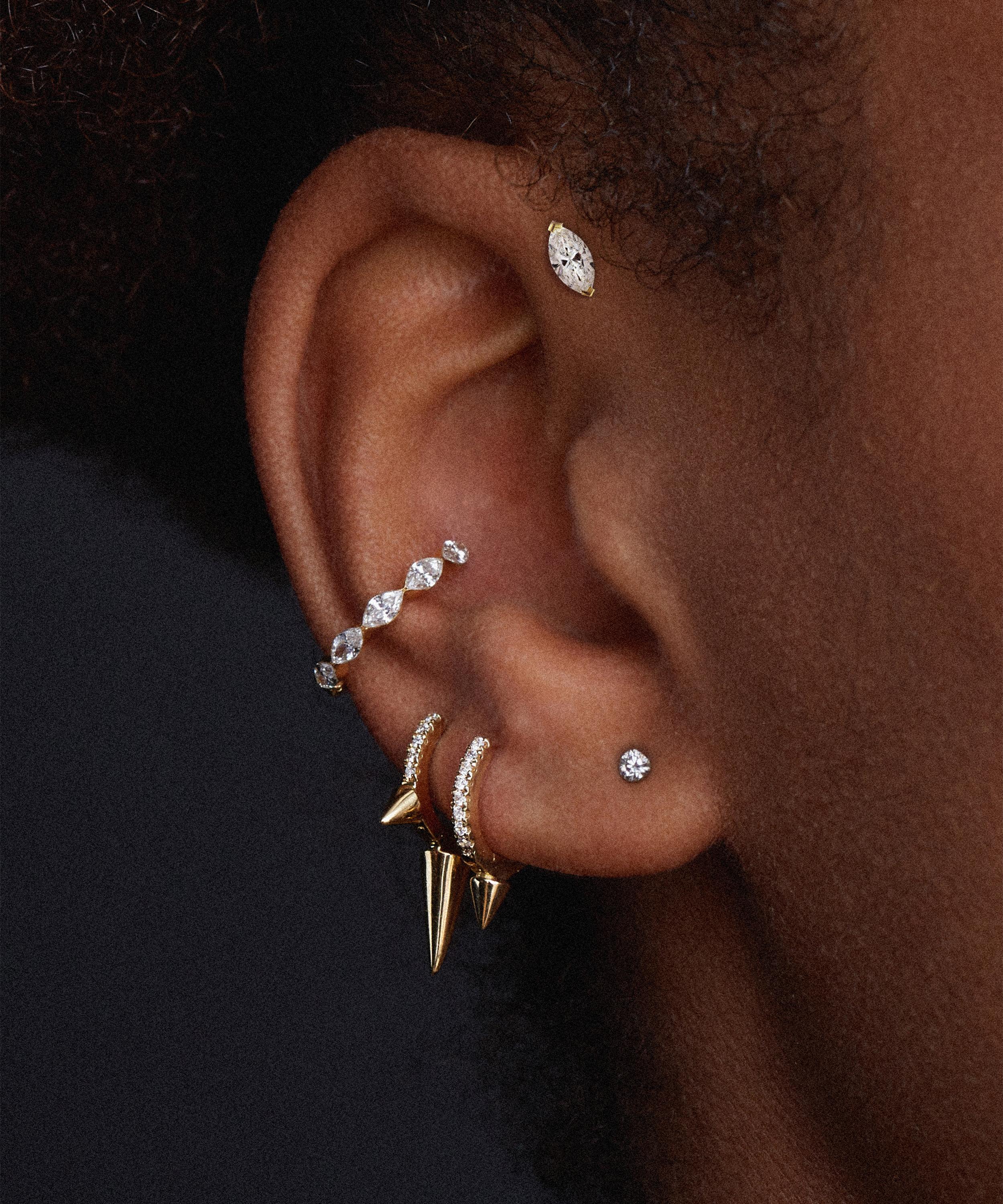 MARIA TASH MARIA TASH 18CT DIAMOND AND OPAL TRINITY HILT DAGGER SINGLE THREADED STUD EARRING LEFT 000698258