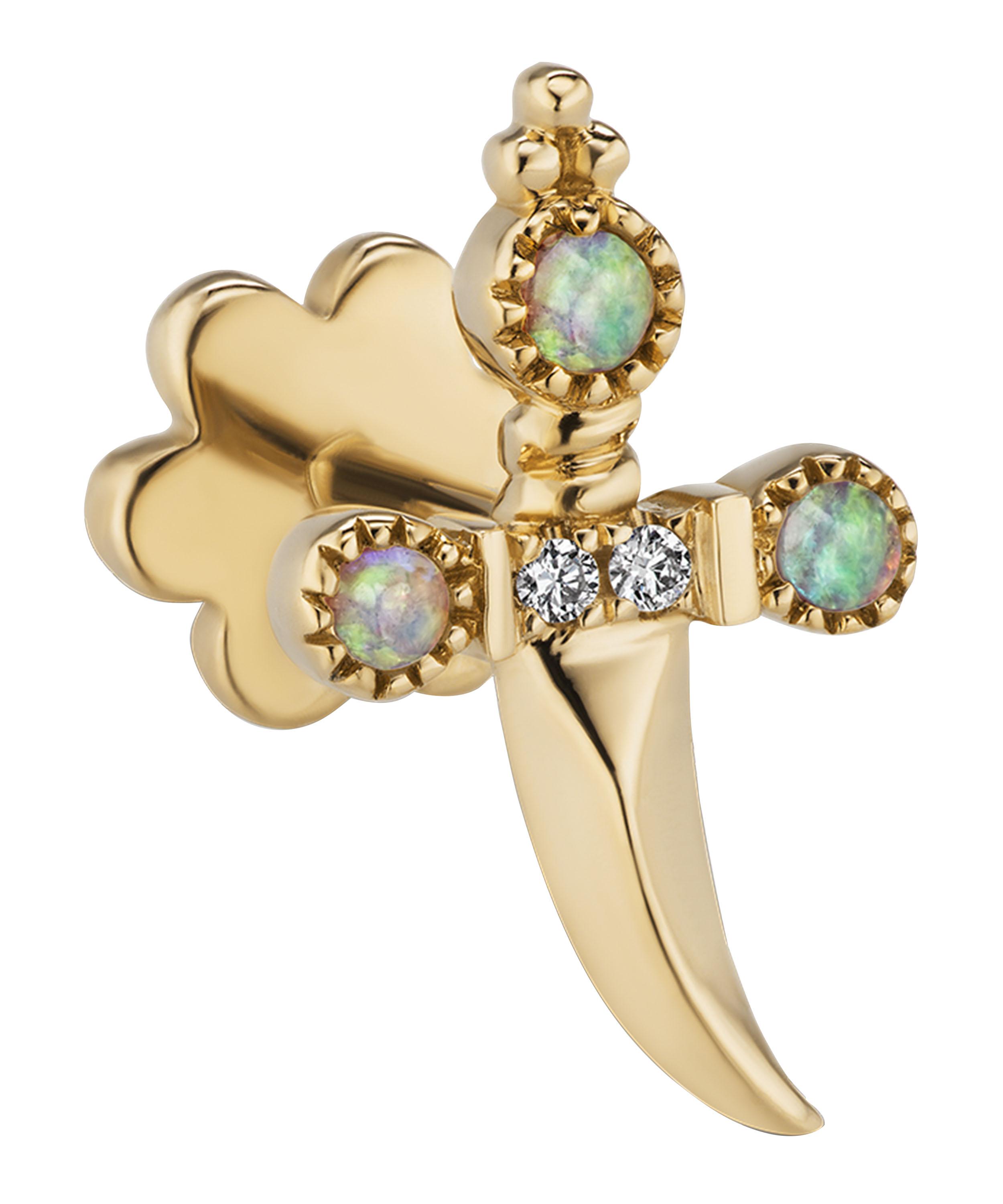 MARIA TASH DIAMOND AND OPAL TRINITY HILT DAGGER THREADED STUD EARRING RIGHT,5059419235980