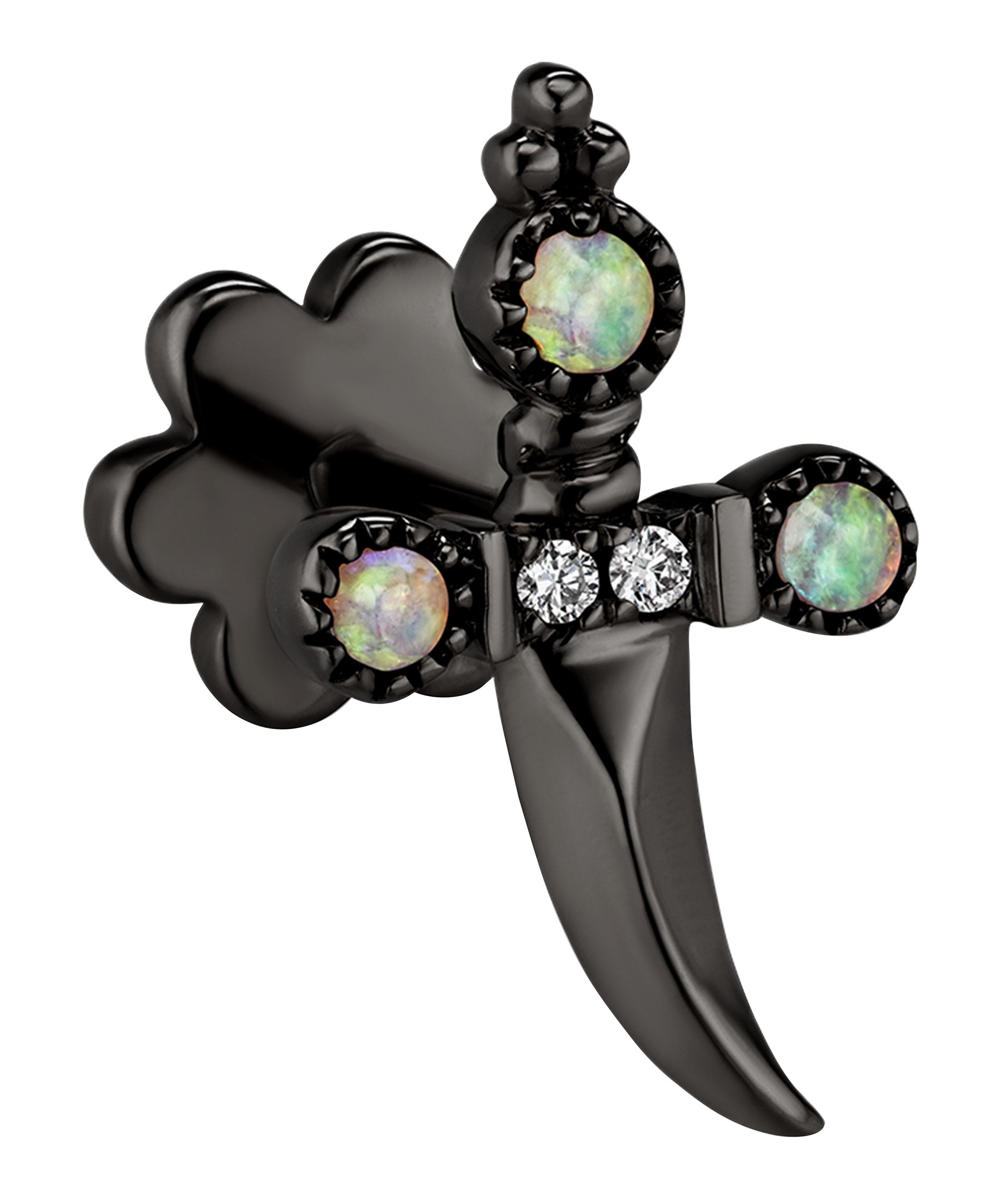 MARIA TASH DIAMOND AND OPAL TRINITY HILT DAGGER THREADED STUD EARRING RIGHT,5059419236017