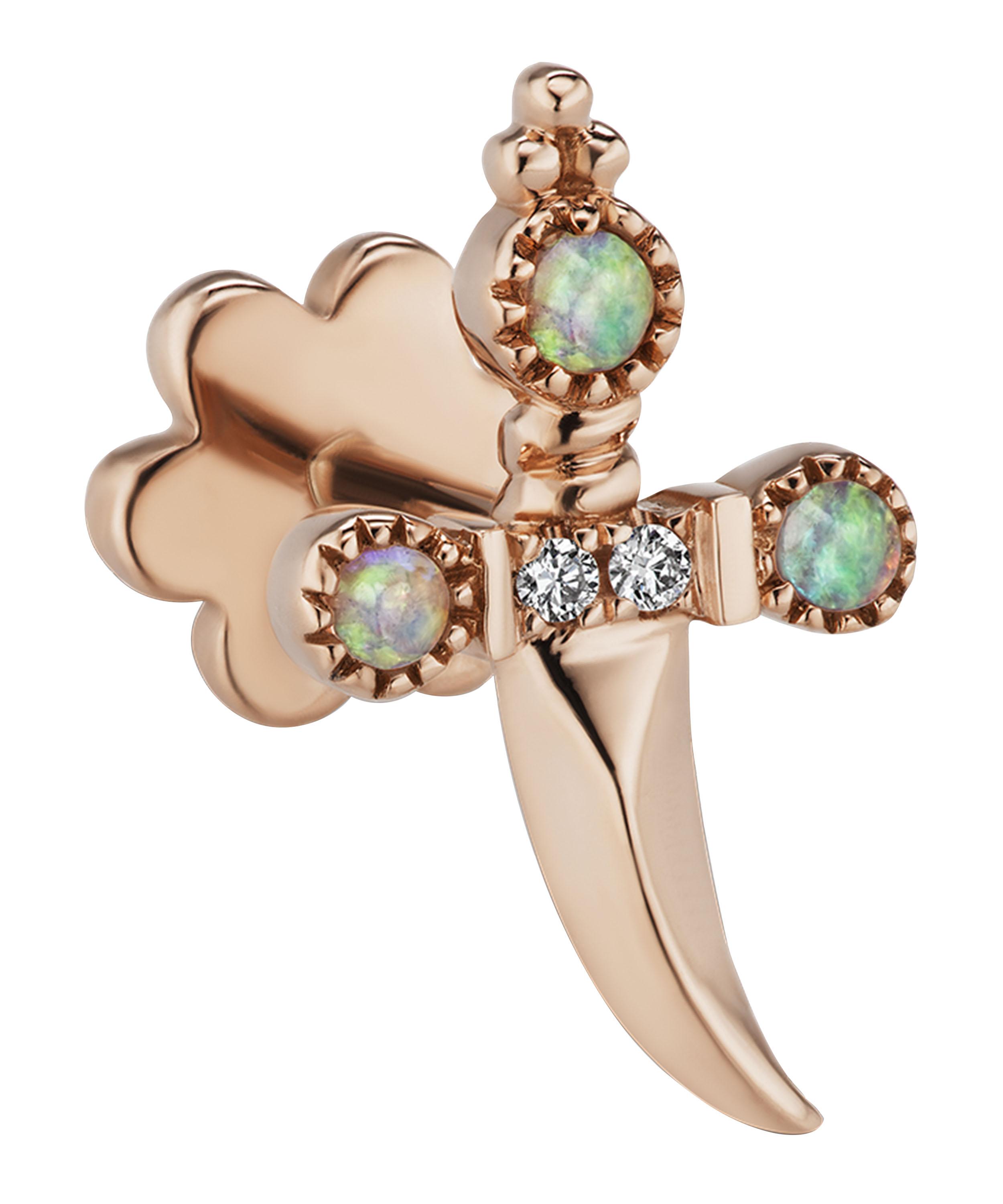 MARIA TASH DIAMOND AND OPAL TRINITY HILT DAGGER THREADED STUD EARRING RIGHT,5059419236000