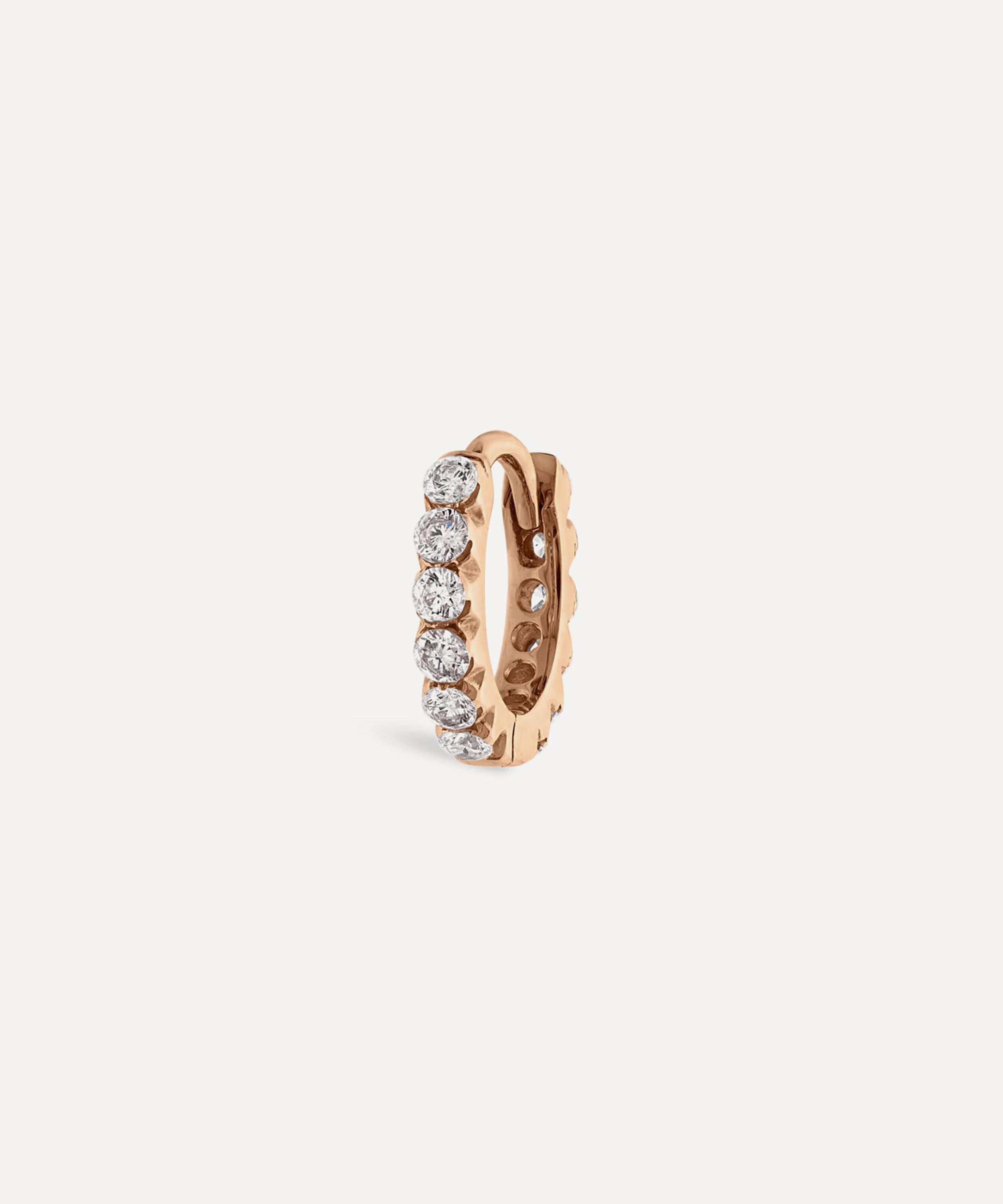 Maria Tash 18ct 6.5mm Diamond Invisible Set Eternity Single Hoop Earring In Rose Gold