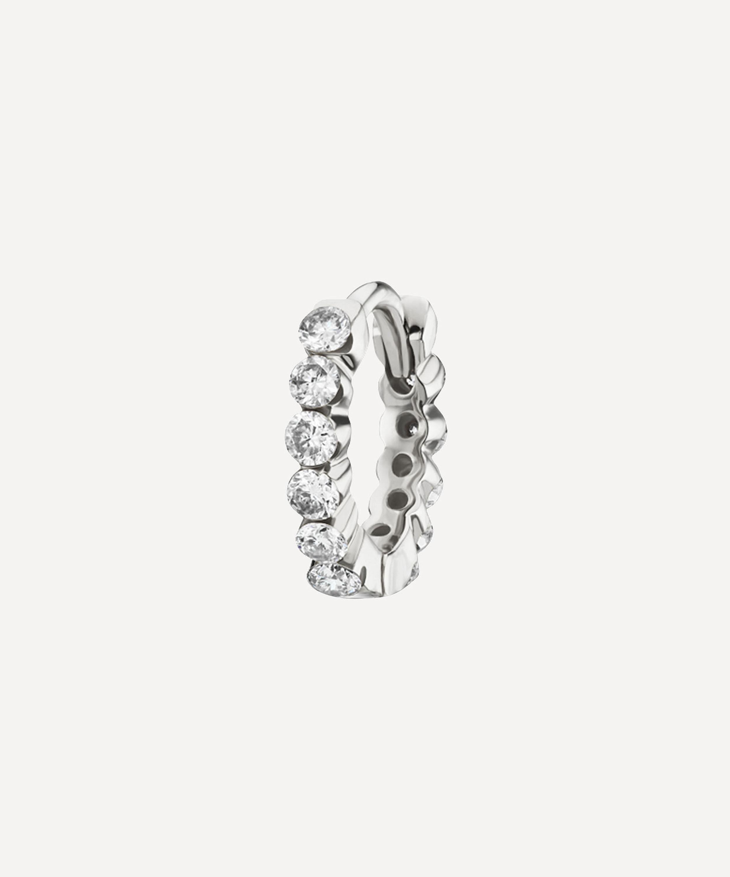 Maria Tash 18ct 6.5mm Diamond Invisible Set Eternity Single Hoop Earring In White Gold