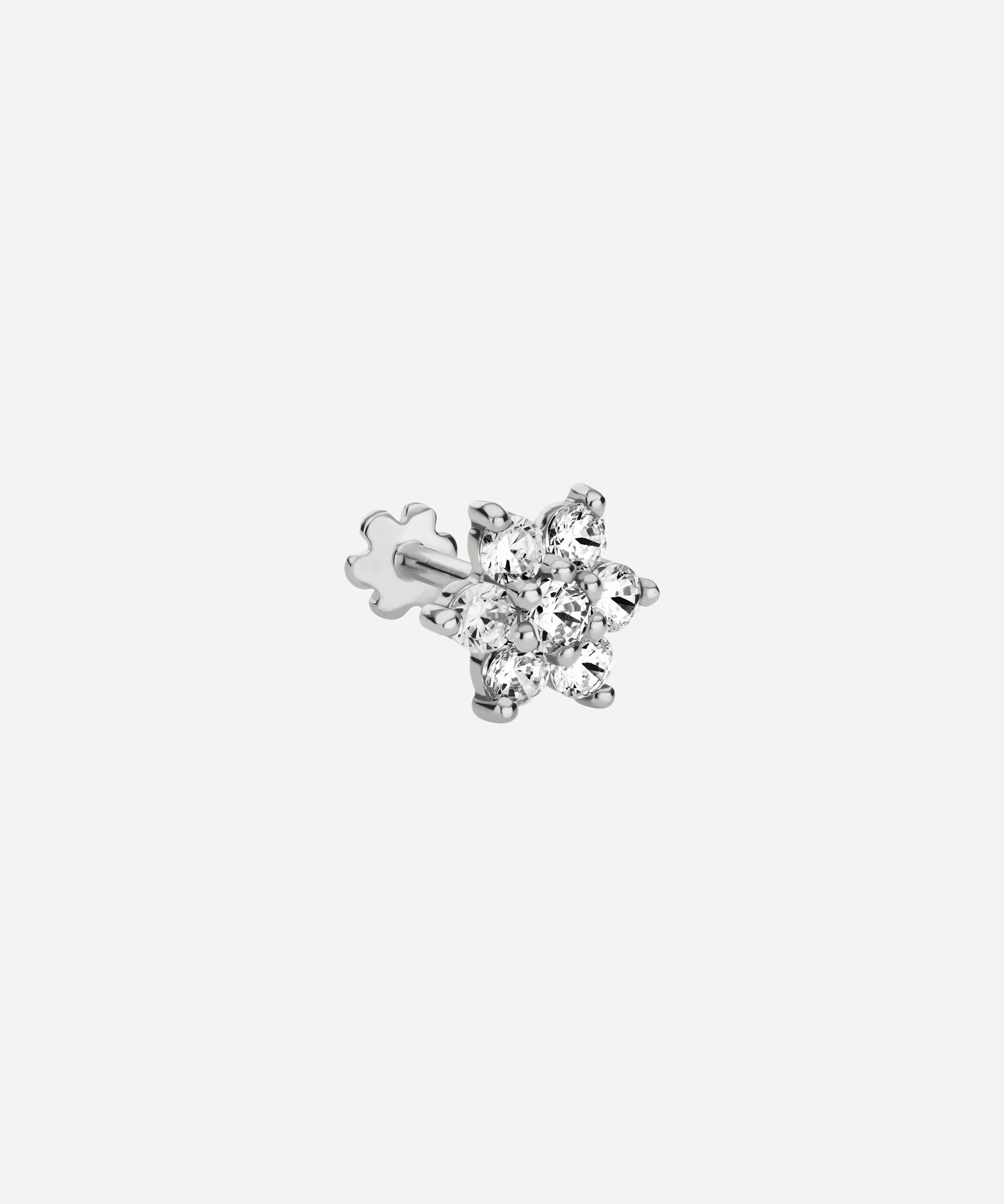 MARIA TASH 18CT 7MM DIAMOND FLOWER SINGLE THREADED STUD EARRING,000698287