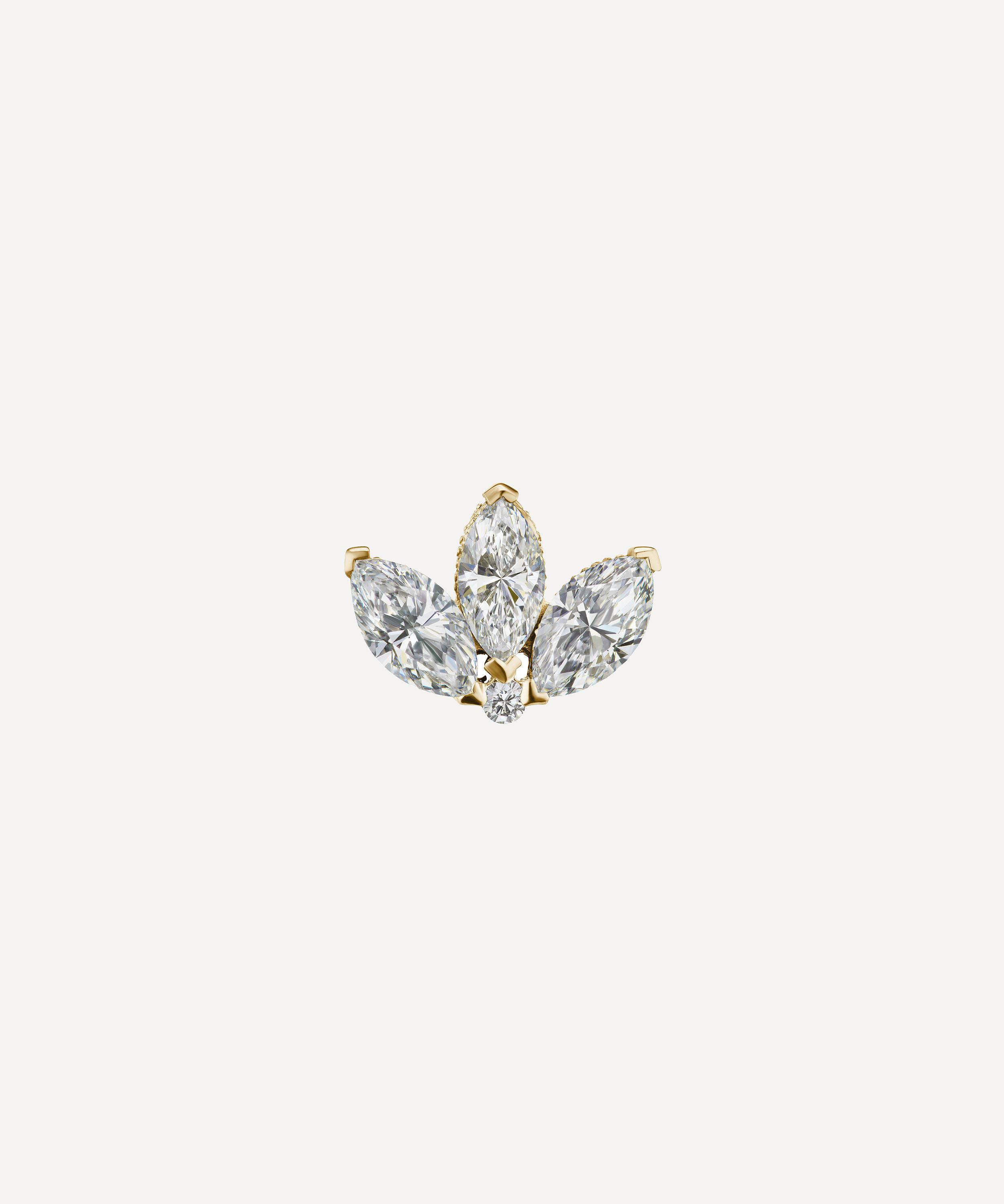 Maria Tash 18ct 6mm Invisible Diamond Lotus Single Threaded Stud Earring In Gold