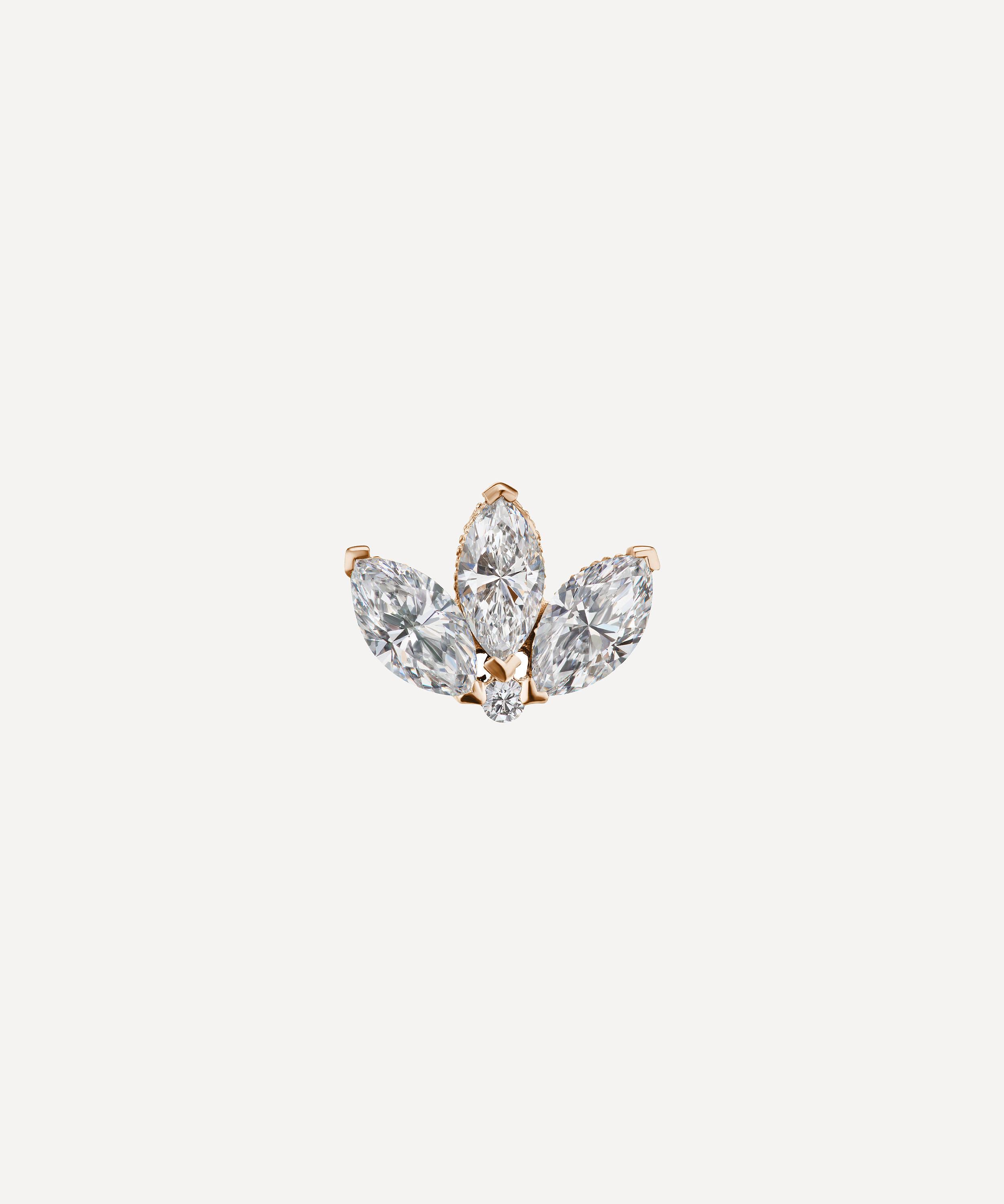 Maria Tash 18ct 6mm Invisible Diamond Lotus Single Threaded Stud Earring In Rose Gold