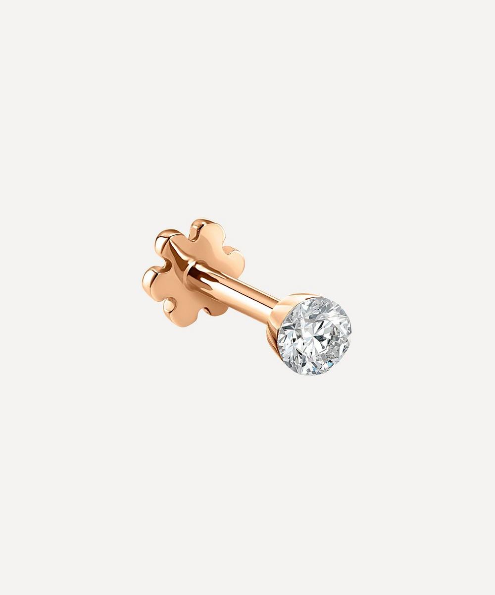 Maria Tash 18ct 2mm Invisible Set Diamond Single Threaded Stud Earring In Rose Gold