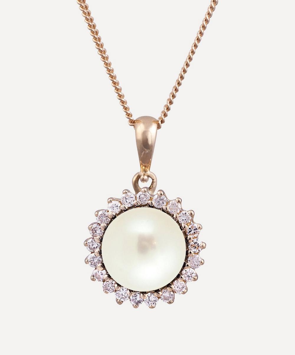 Kojis Gold Pearl And Diamond Cluster Pendant Necklace