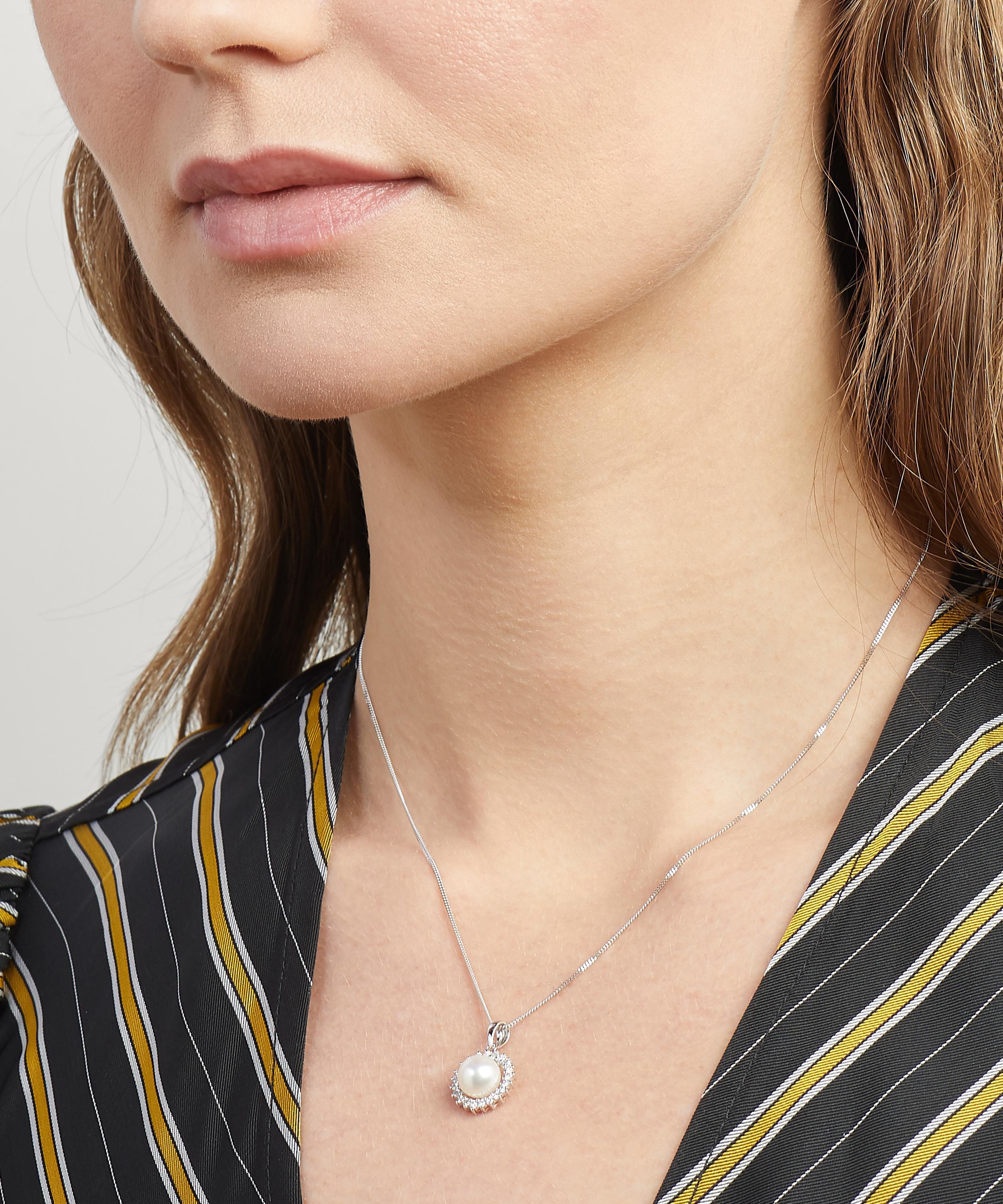 Kojis Pearl And Diamond Cluster Pendant Necklace In White