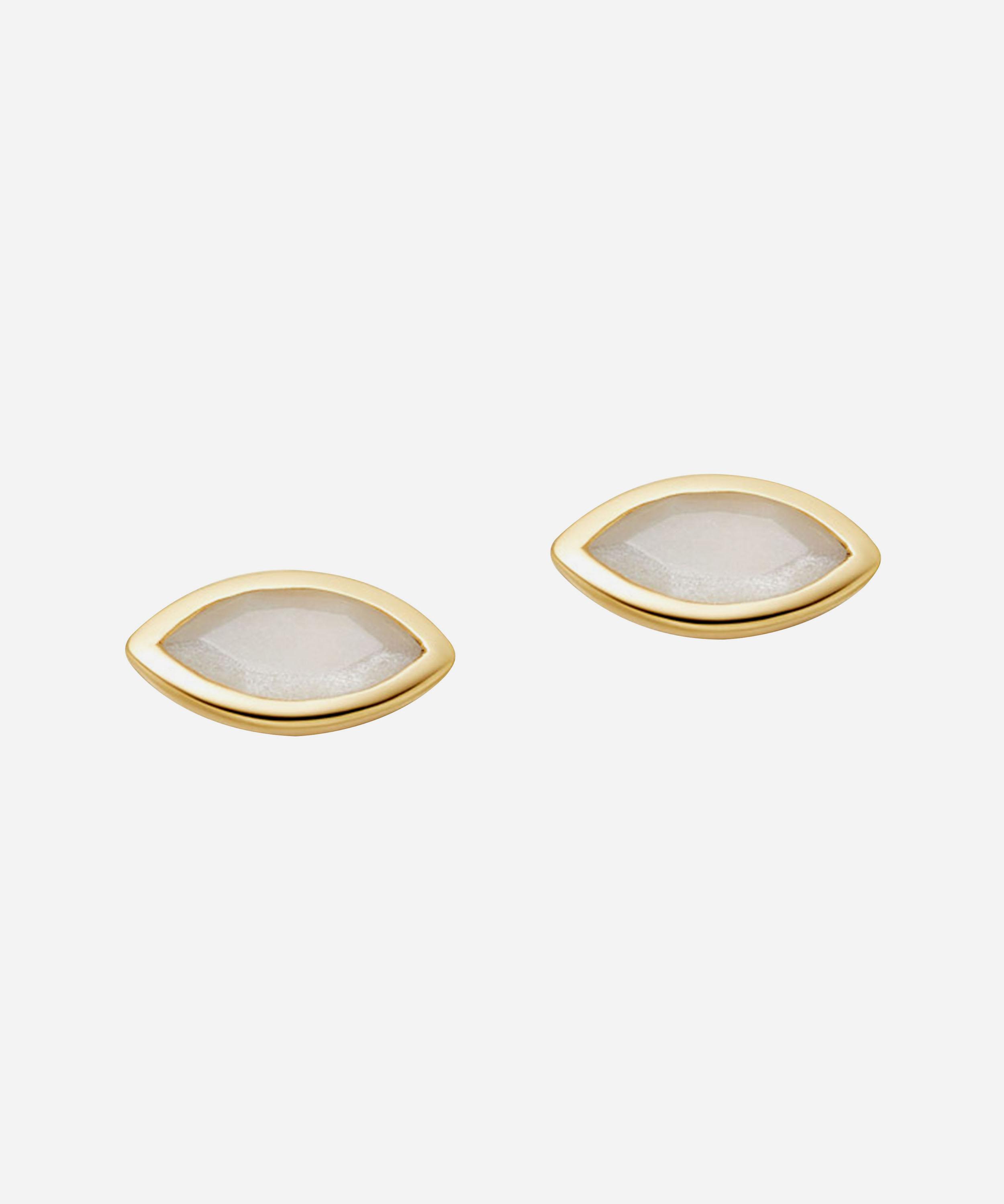 Astley Clarke Gold Plated Vermeil Silver Paloma Petal Moonstone Stud Earrings