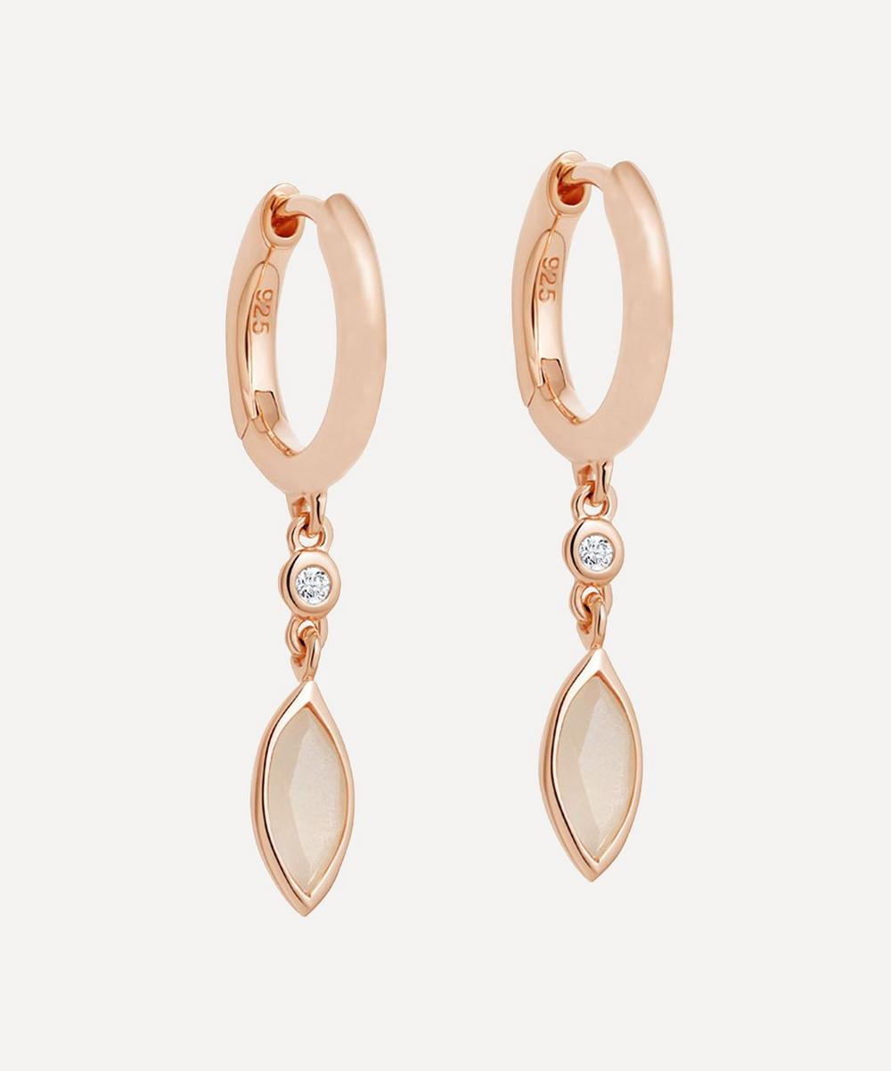 Astley Clarke Rose Gold Plated Vermeil Silver Paloma Petal Moonstone And White Sapphire Drop Earrings