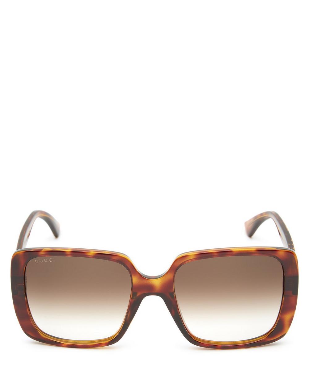 Gucci Oversized Square Logo Sunglasses In Havana