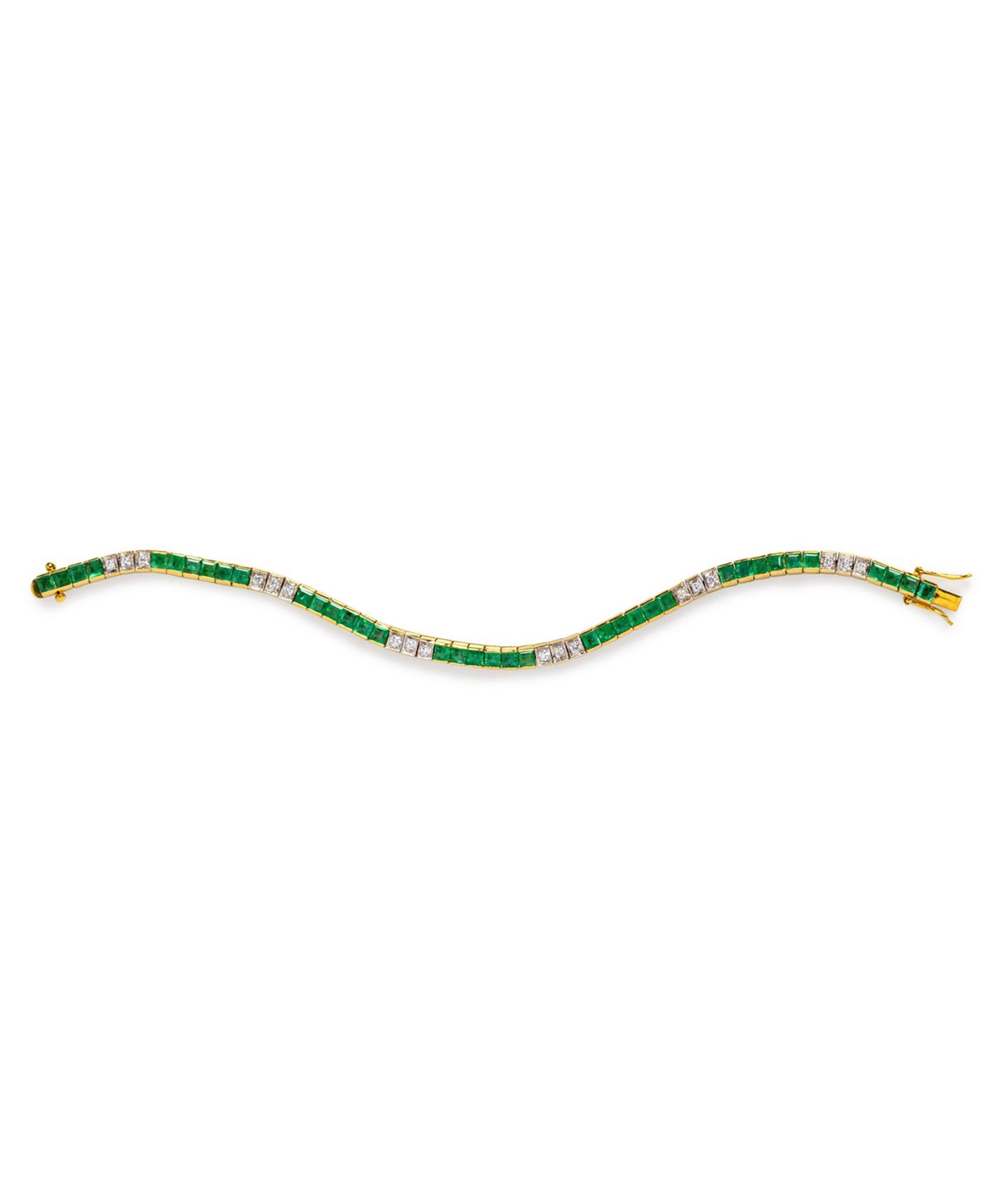 Kojis Gold Emerald And Diamond Bracelet