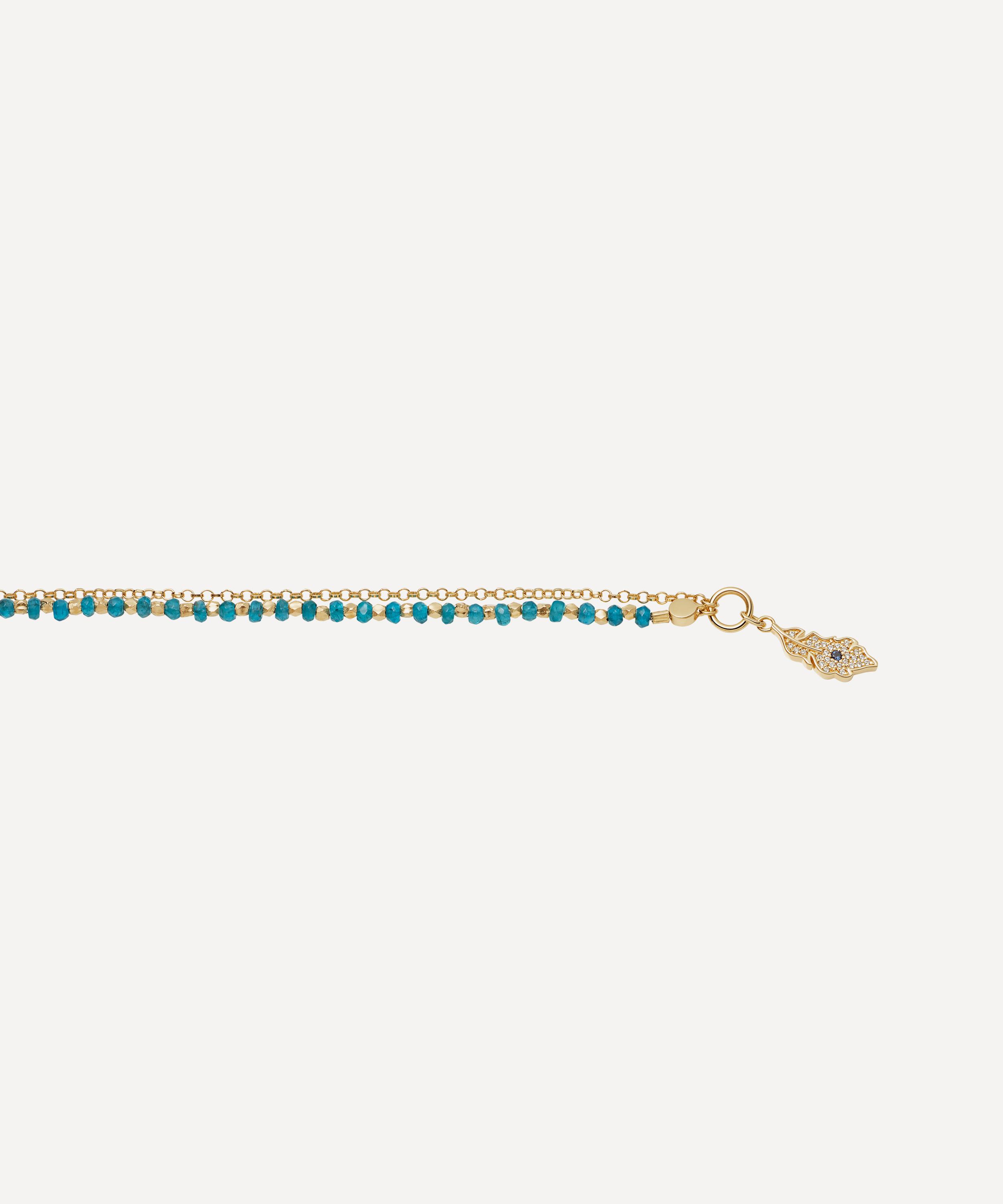 ASTLEY CLARKE ASTLEY CLARKE GOLD PLATED VERMEIL SILVER PEACOCK FEATHER APATITE BIOGRAPHY BRACELET 000702319
