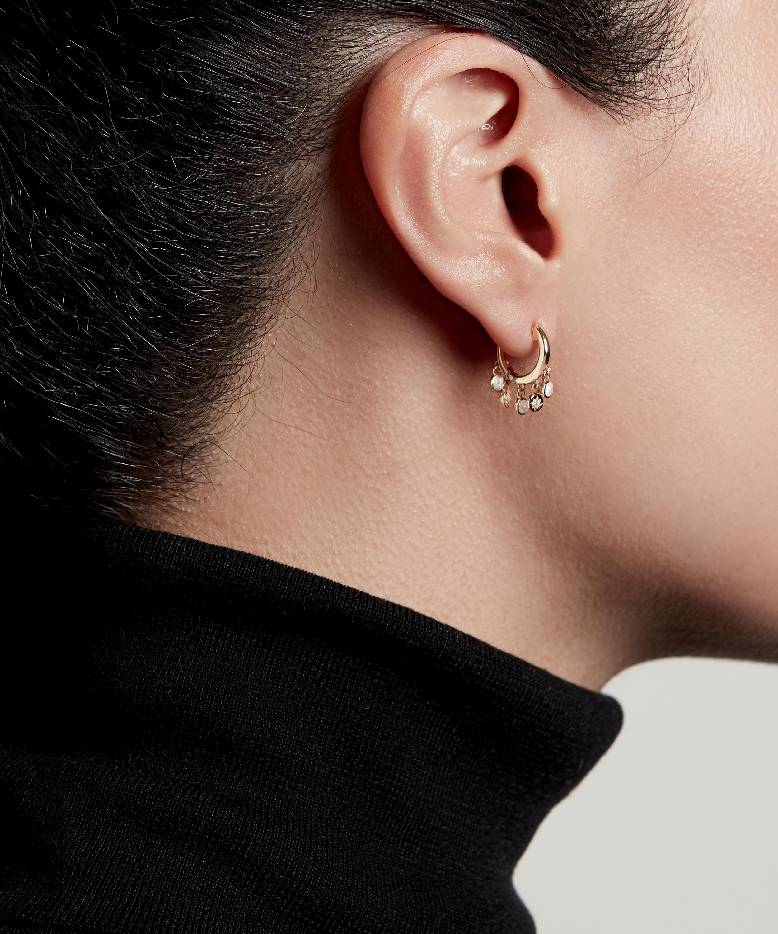 ASTLEY CLARKE ASTLEY CLARKE GOLD PLATED VERMEIL SILVER BIOGRAPHY MOONSTONE AND WHITE SAPPHIRE DROPLET HOOP EARRING 000702369