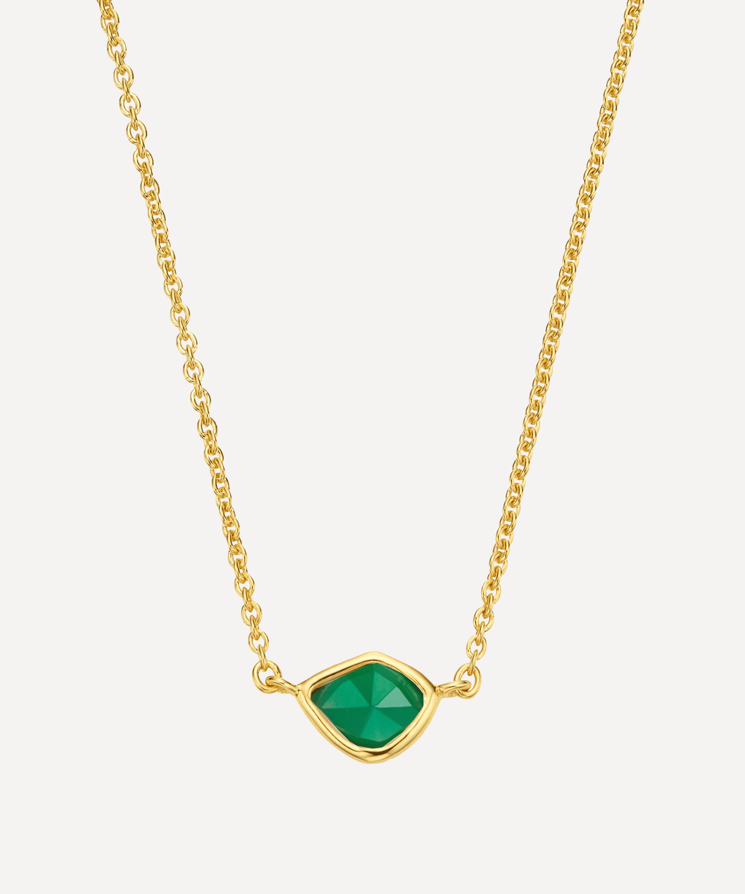 Monica Vinader Siren Mini Nugget 18ct Gold-plated Sterling Silver And Green Onyx Necklace In Gold