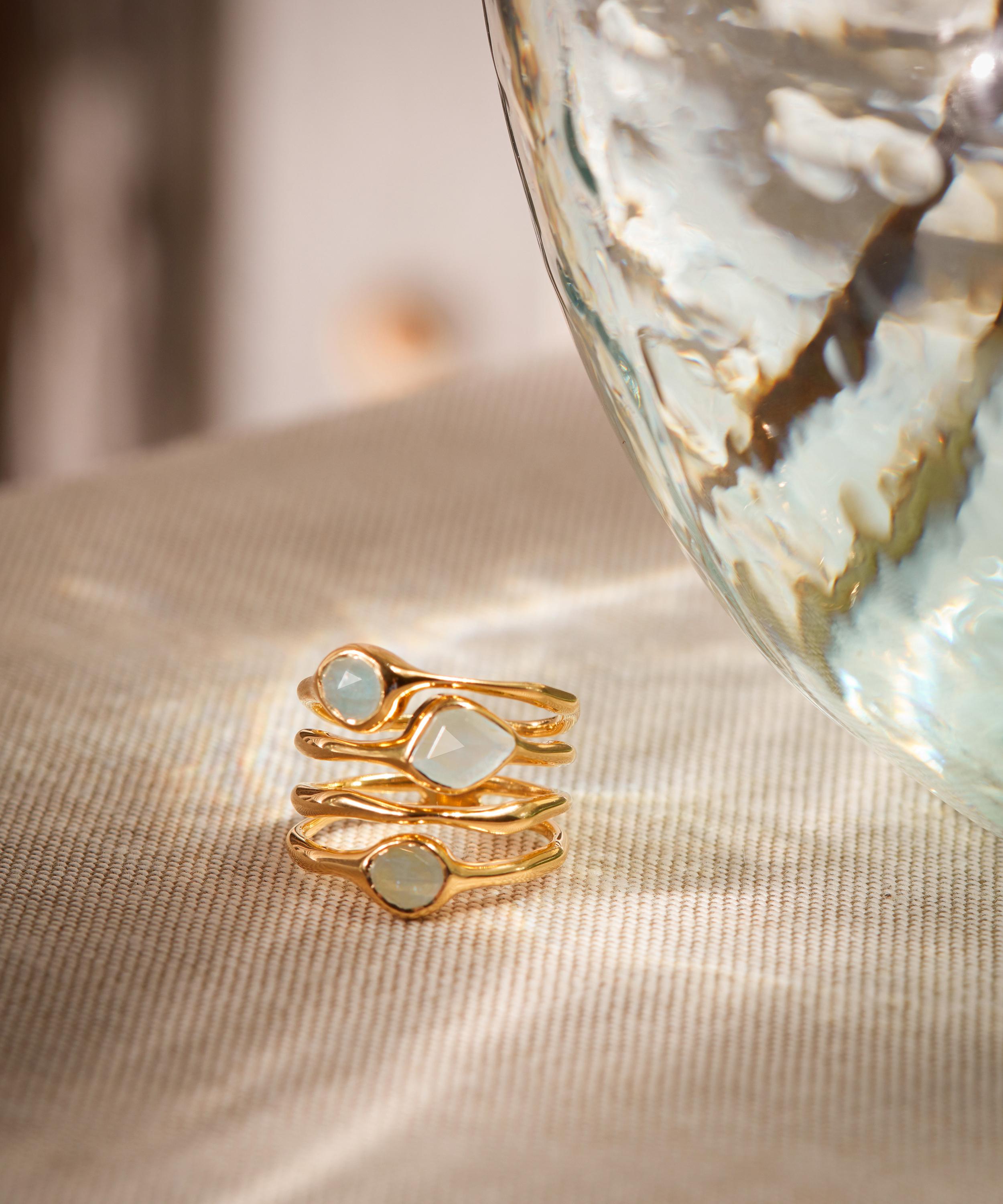 MONICA VINADER MONICA VINADER GOLD PLATED VERMEIL SILVER SIREN AQUAMARINE CLUSTER COCKTAIL RING 000703853