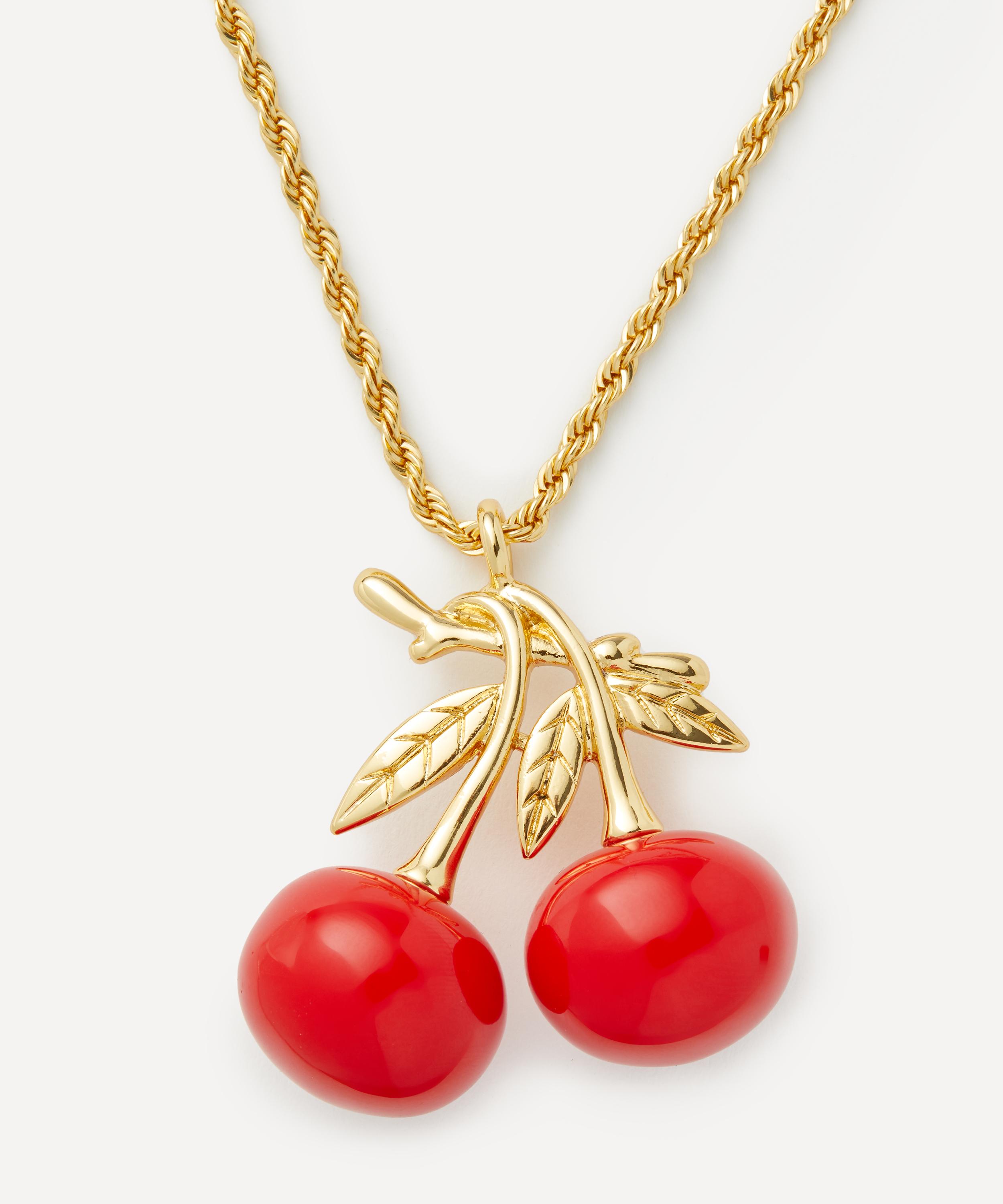 Kenneth Jay Lane Gold-plated Rope Chain And Cherry Pendant Necklace