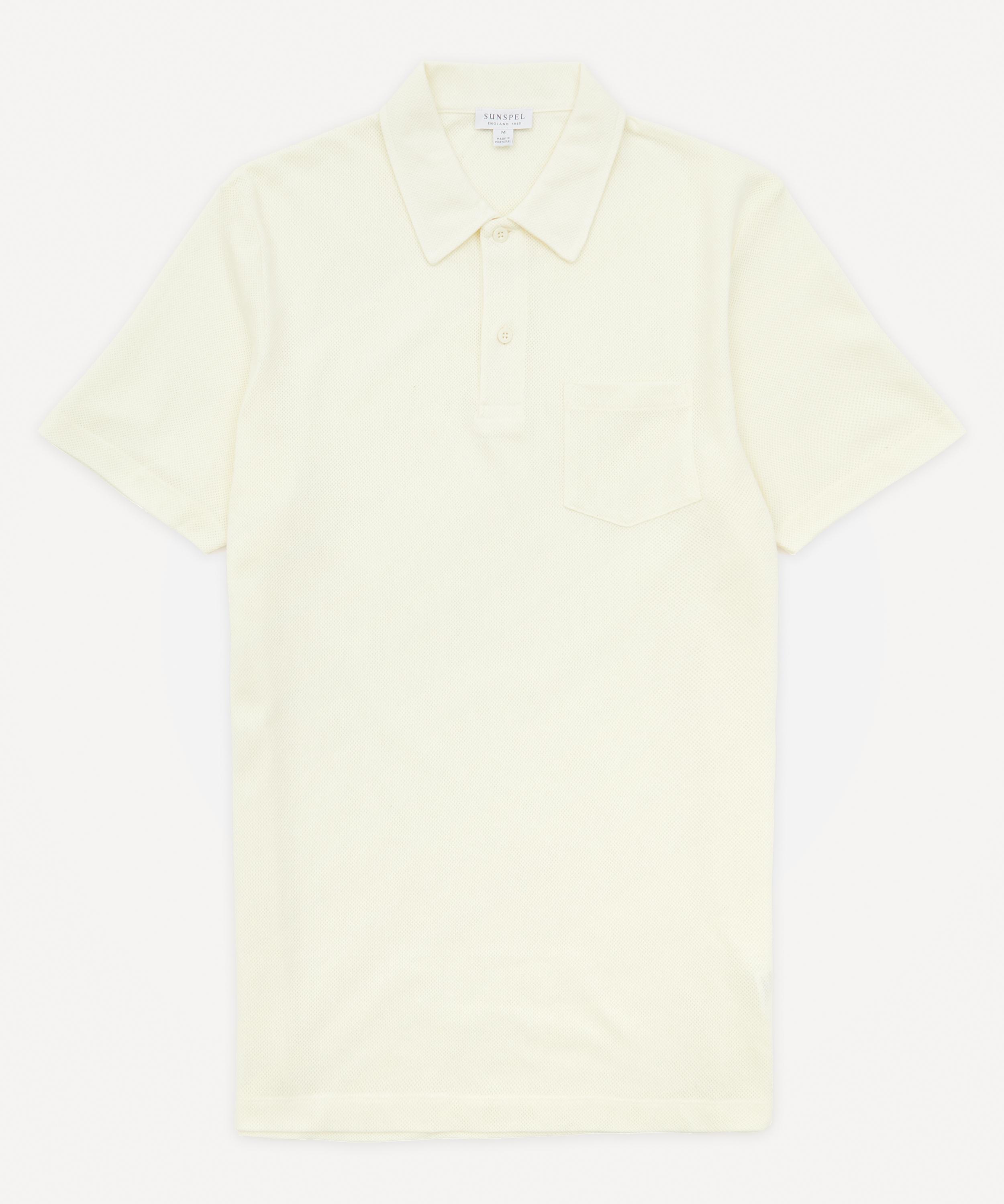 Sunspel Mens Riviera Mesh Polo-Shirt White Small